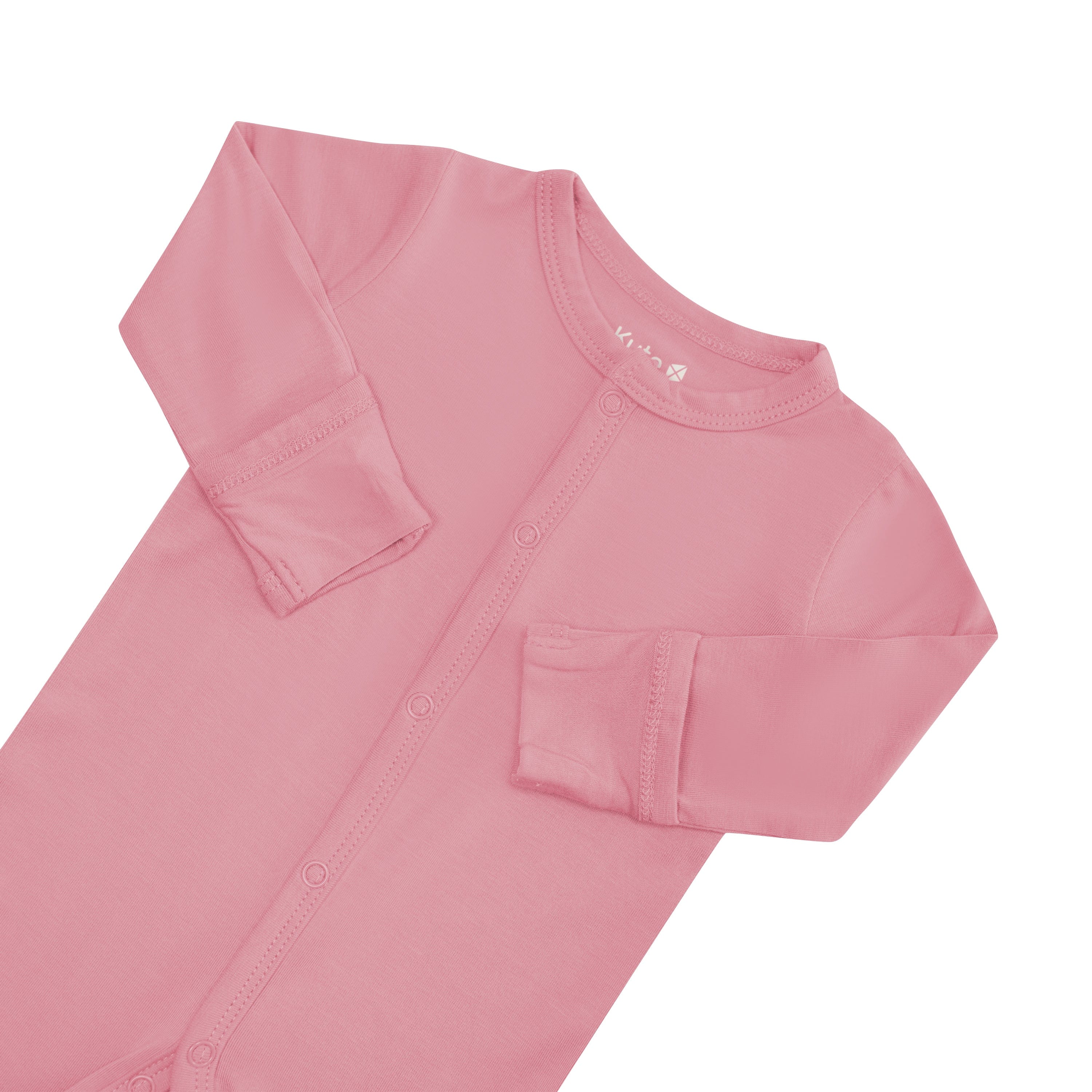 Foldover cuffs on Snap Footie bamboo pajamas in Apple Blossom