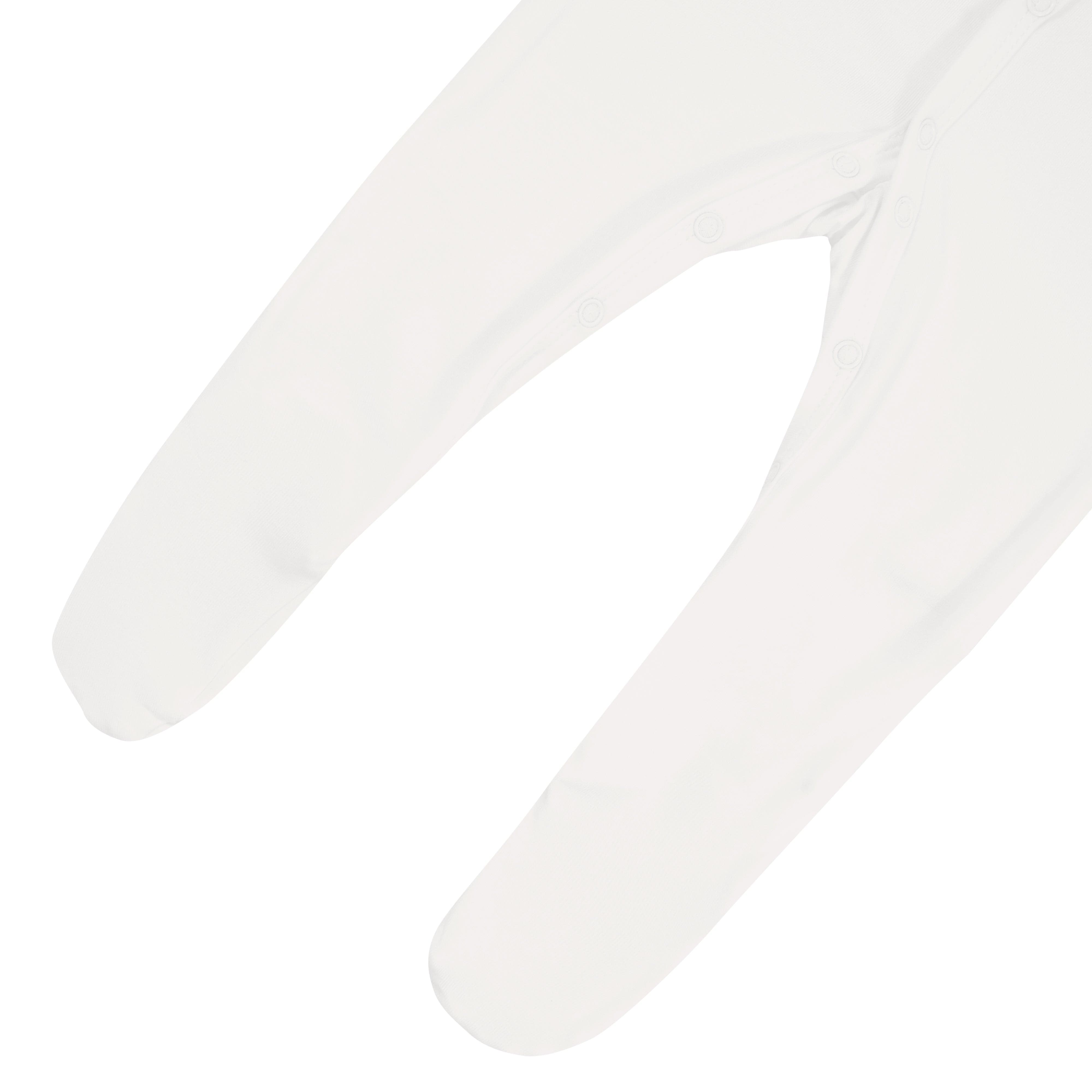 Sole grips on Kyte Baby Snap Footie in Cloud