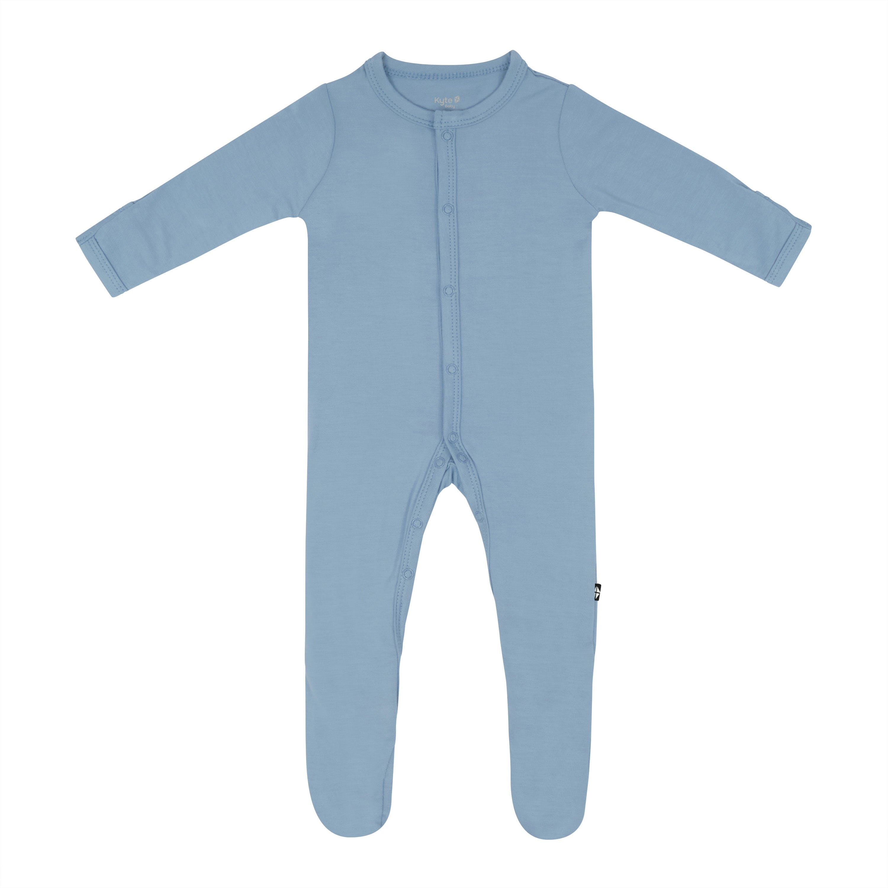 Flat lay of Kyte Baby Footie in Slate