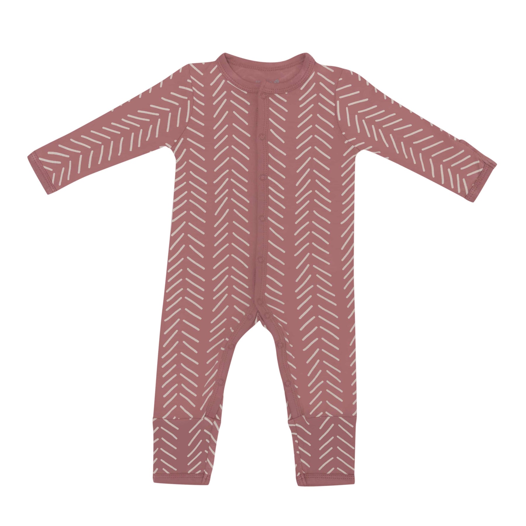 Kyte Baby Snap Romper Romper in Dusty Rose Herringbone