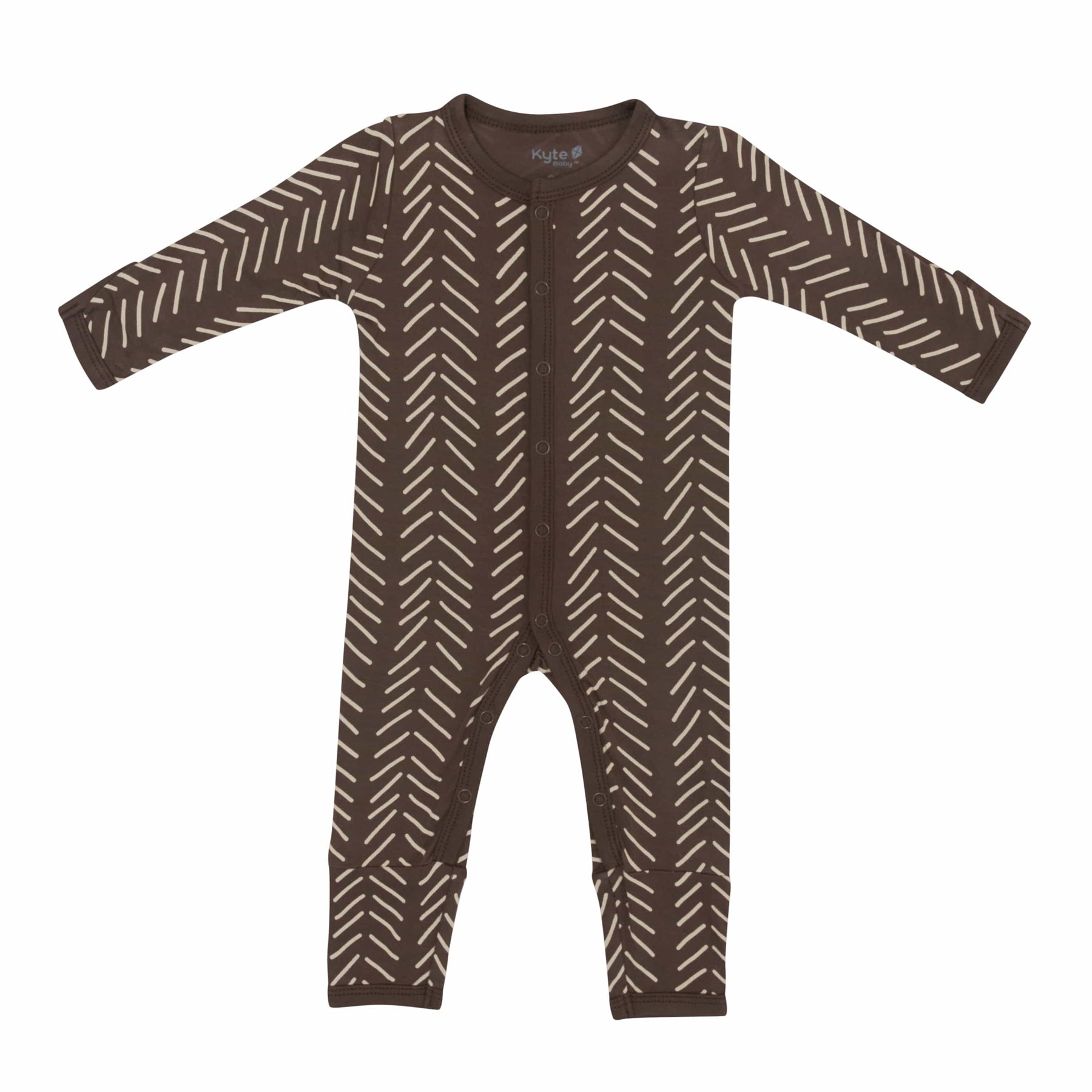 Kyte Baby Snap Romper Romper in Espresso Herringbone