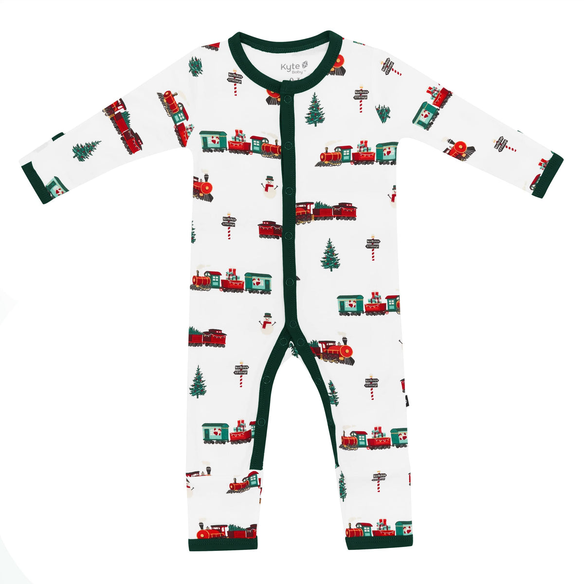 Kyte Baby Snap Romper Romper in Holiday Train