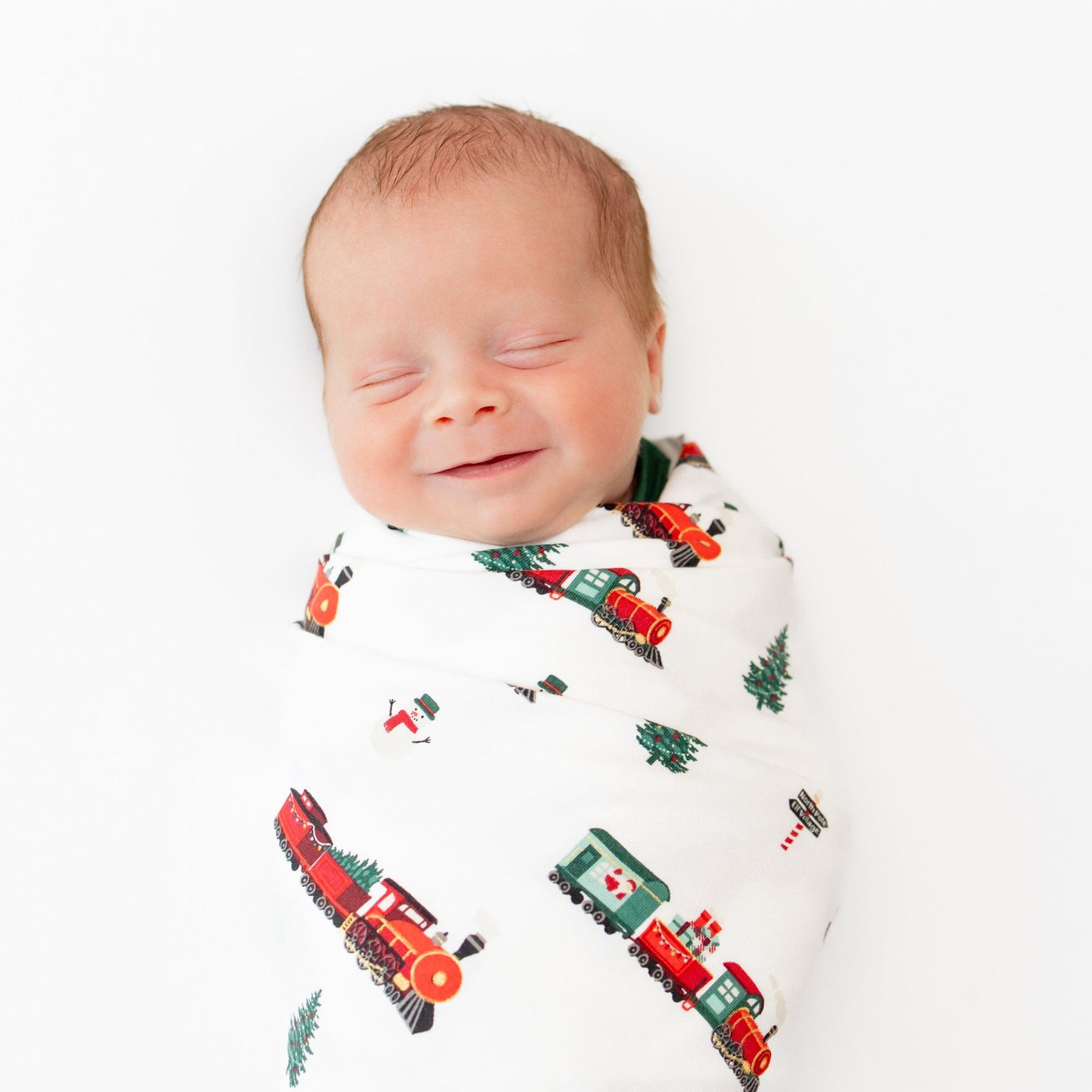 Kyte Baby Swaddling Blanket Holiday Train / Infant Swaddle Blanket in Holiday Train