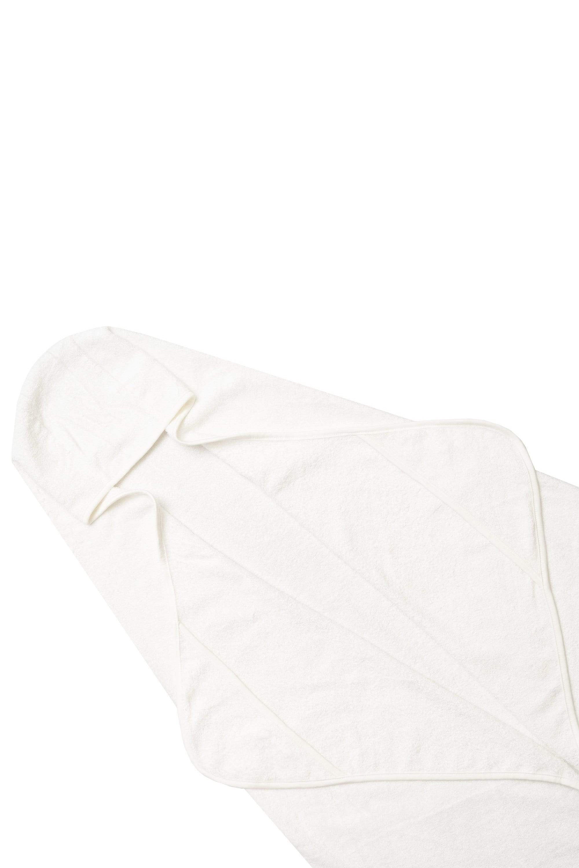 Diagonal shot of Kyte Baby Toddler Hooded bamboo terry Bath Towel in Cloud 