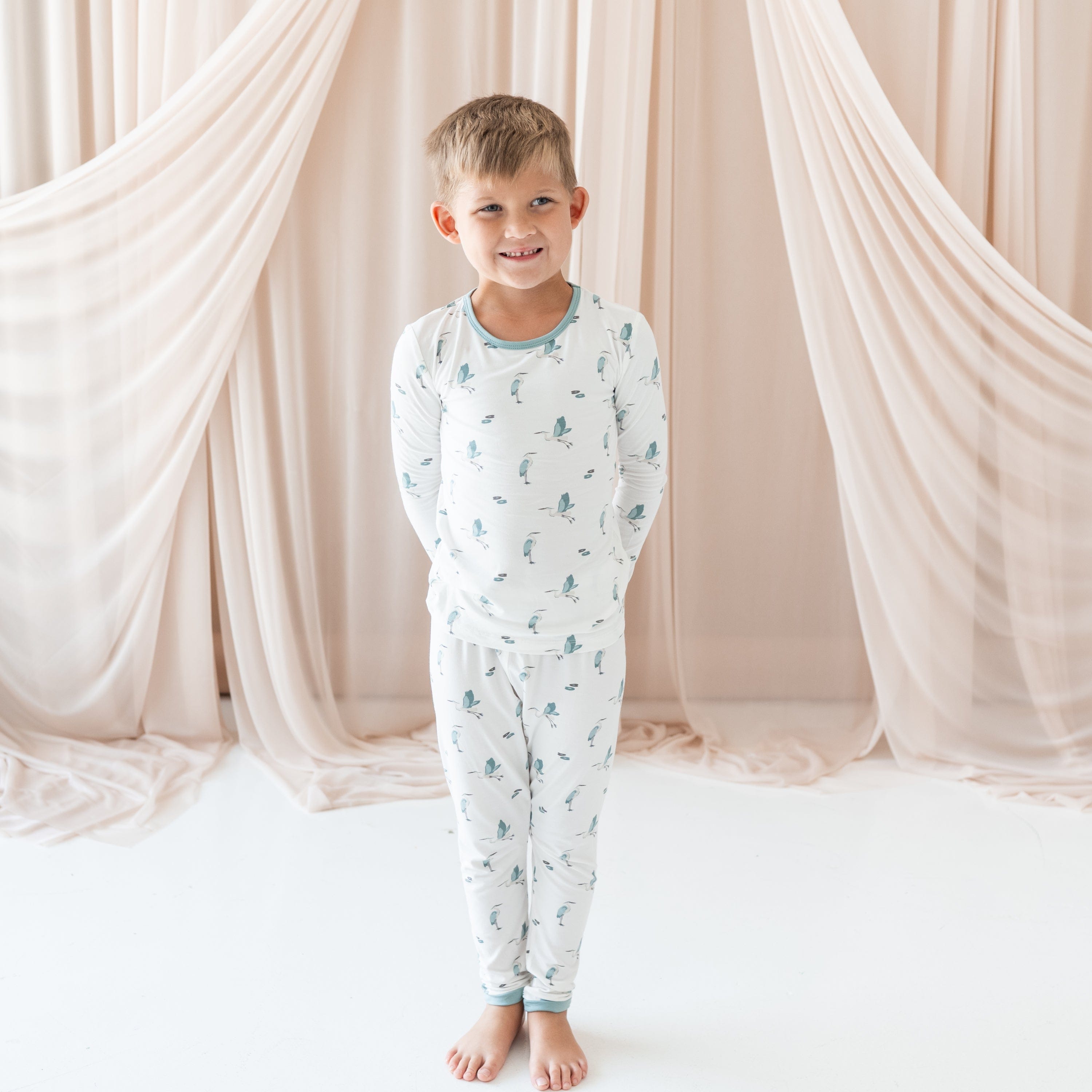 kyte baby toddler long sleeve pajamas long sleeve pajamas in blue heron 32715444617327