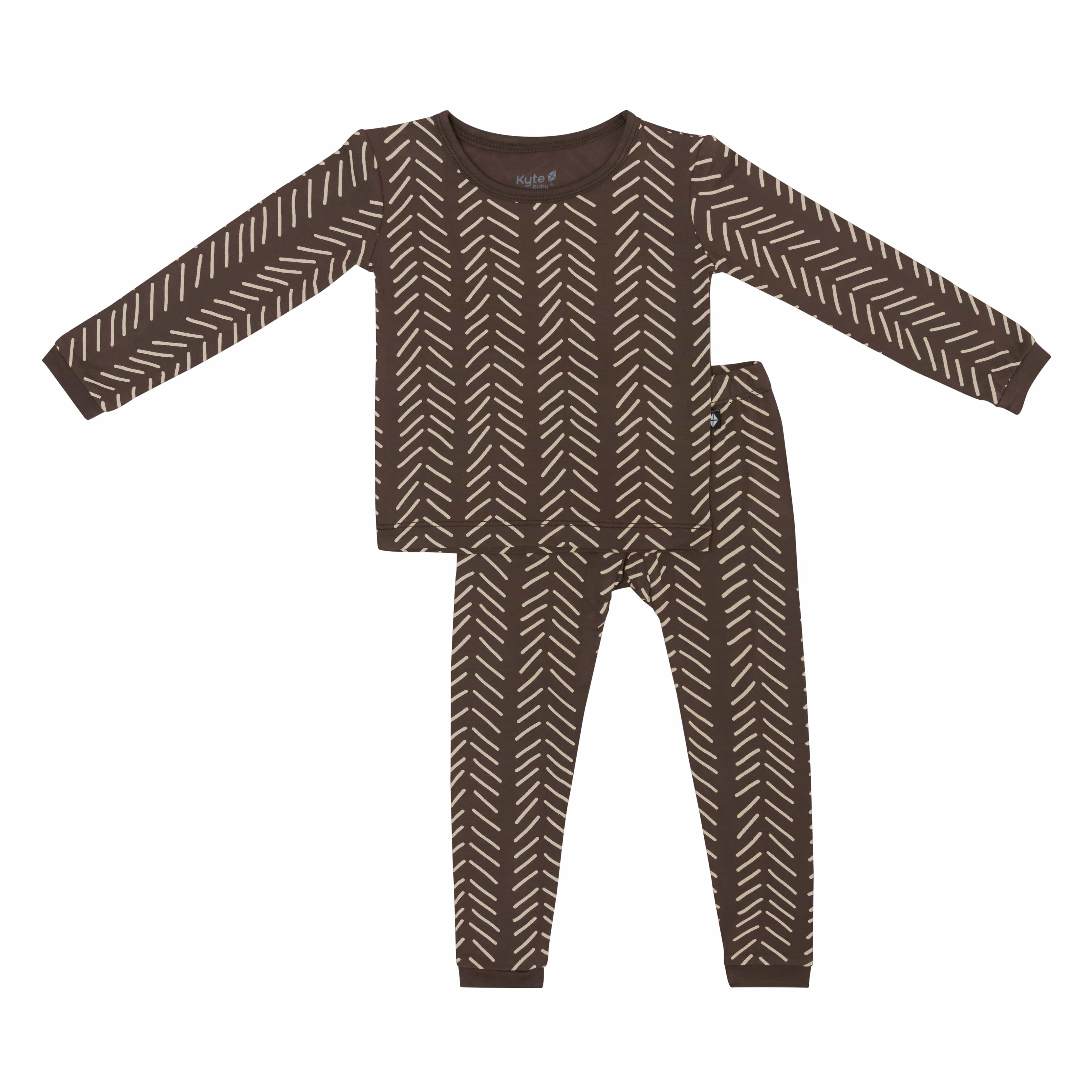 Kyte Baby Toddler Long Sleeve Pajamas Long Sleeve Pajamas in Espresso Herringbone