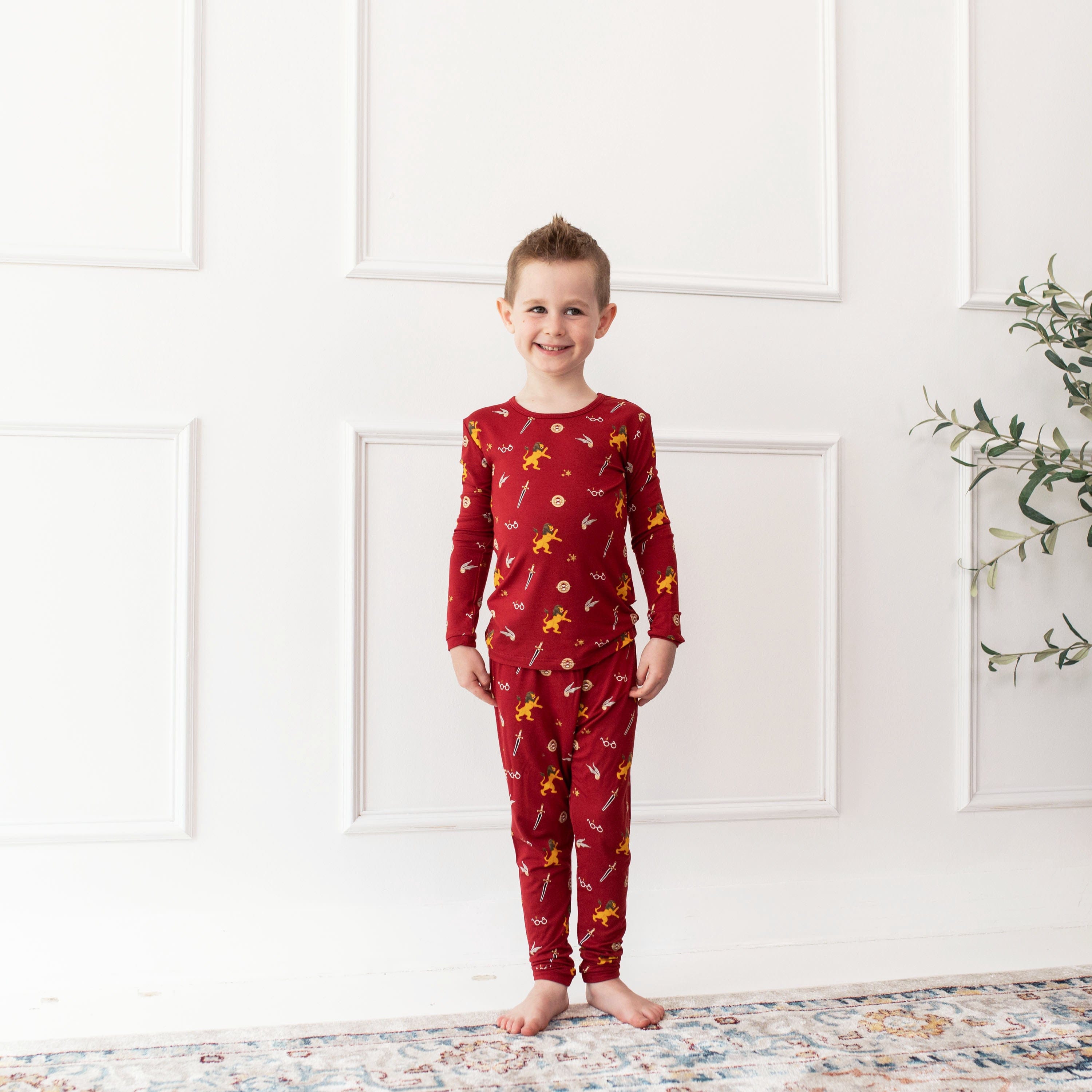 Natural Cotton Jersey Burgundy Color Stars Print Nightgown for