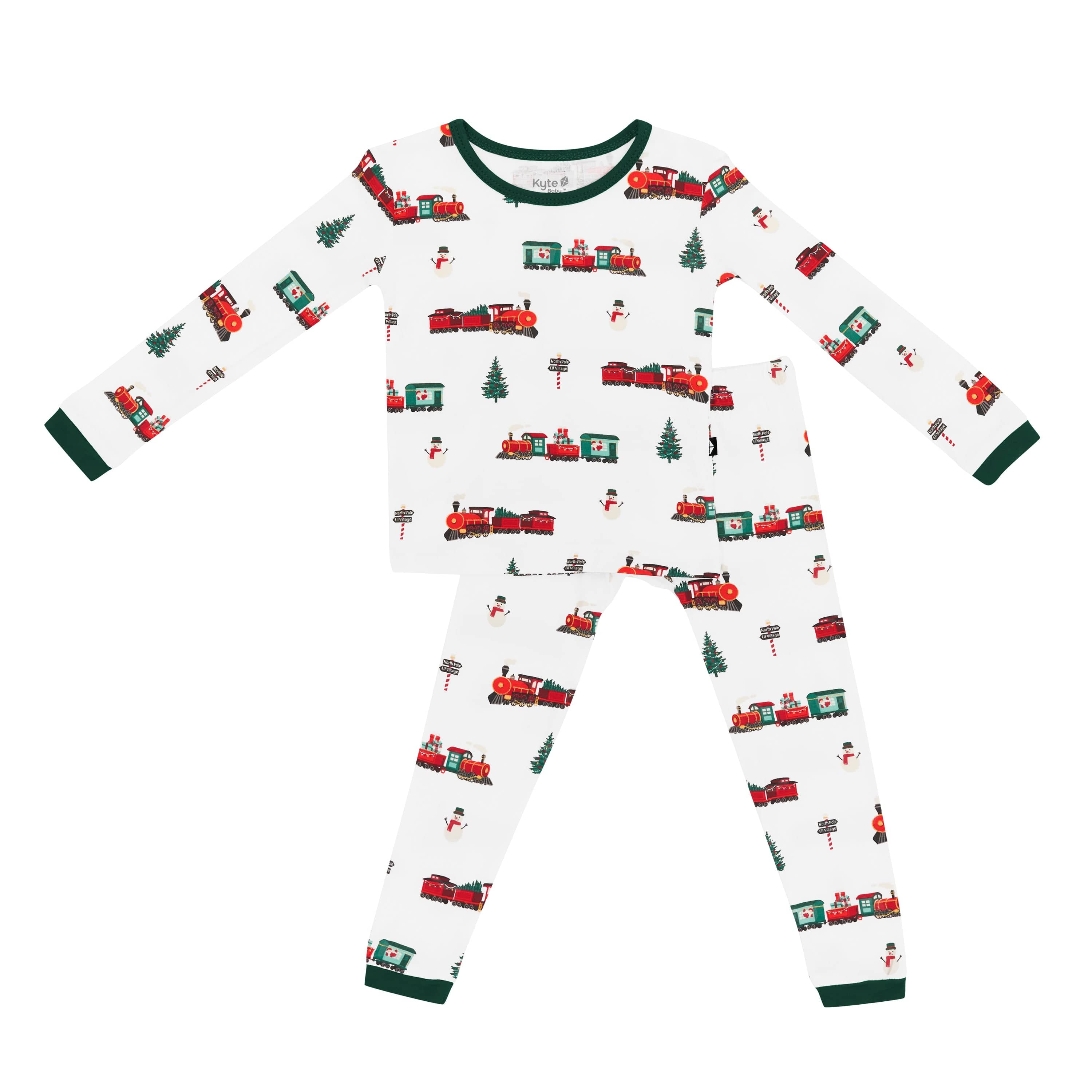 Kyte Baby Toddler Long Sleeve Pajamas Long Sleeve Pajamas in Holiday Train