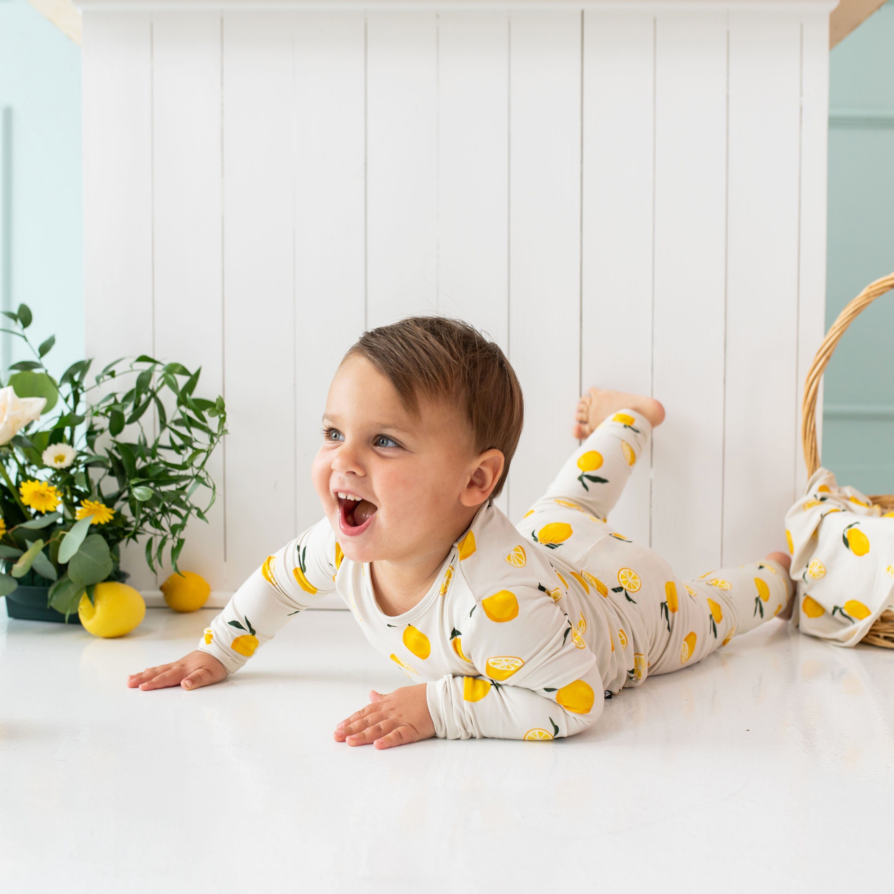 Long Sleeve Pajamas in Lemon