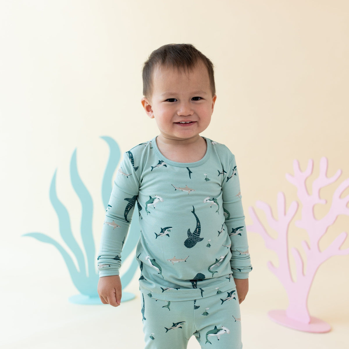 Kyte Baby Toddler Long Sleeve Pajamas Long Sleeve Pajamas in Sage Shark