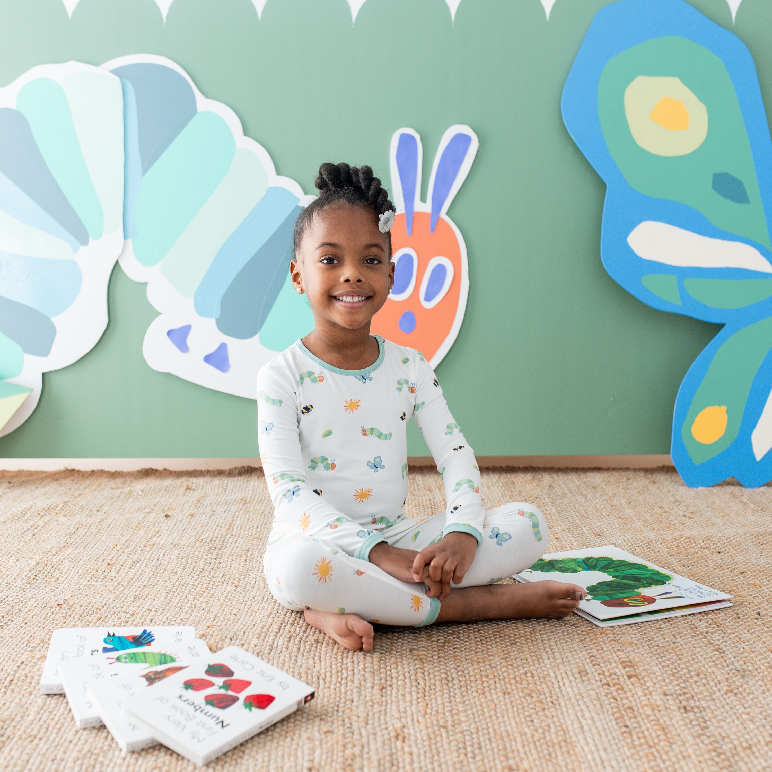 Girl wearing Long Sleeve Pajamas in The Very Hungry Caterpillar™ and Friends