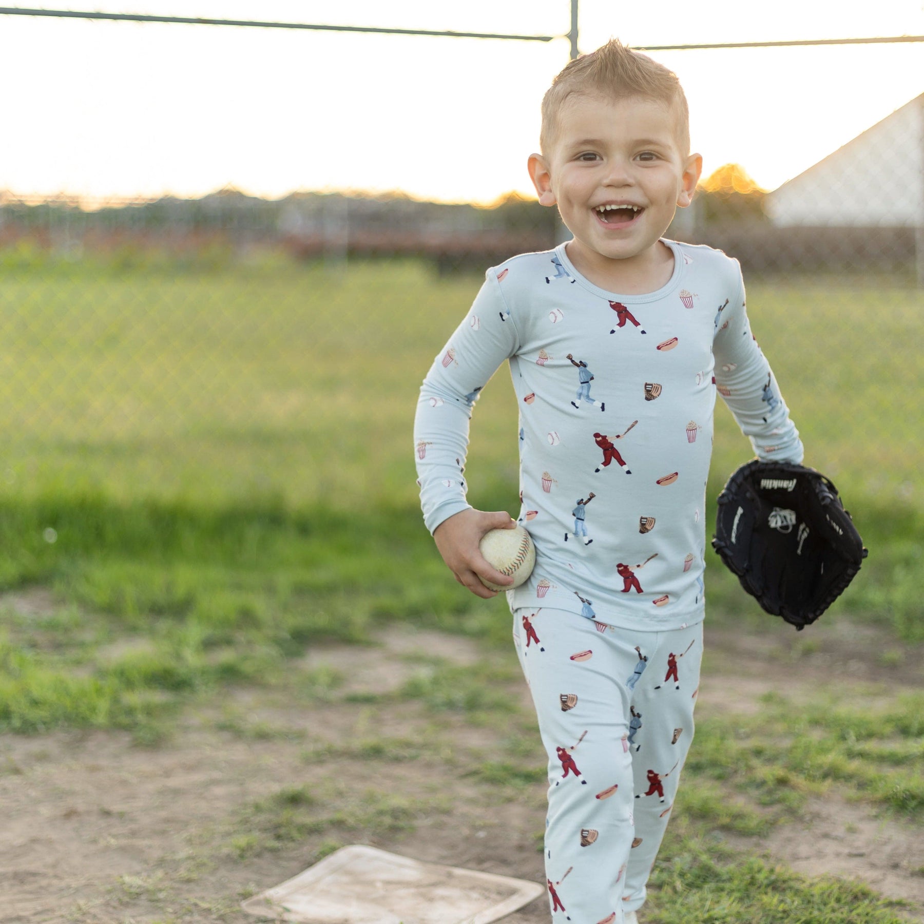 Kyte Baby Toddler Long Sleeve Pajamas Long Sleeve Pajamas in Vintage Baseball