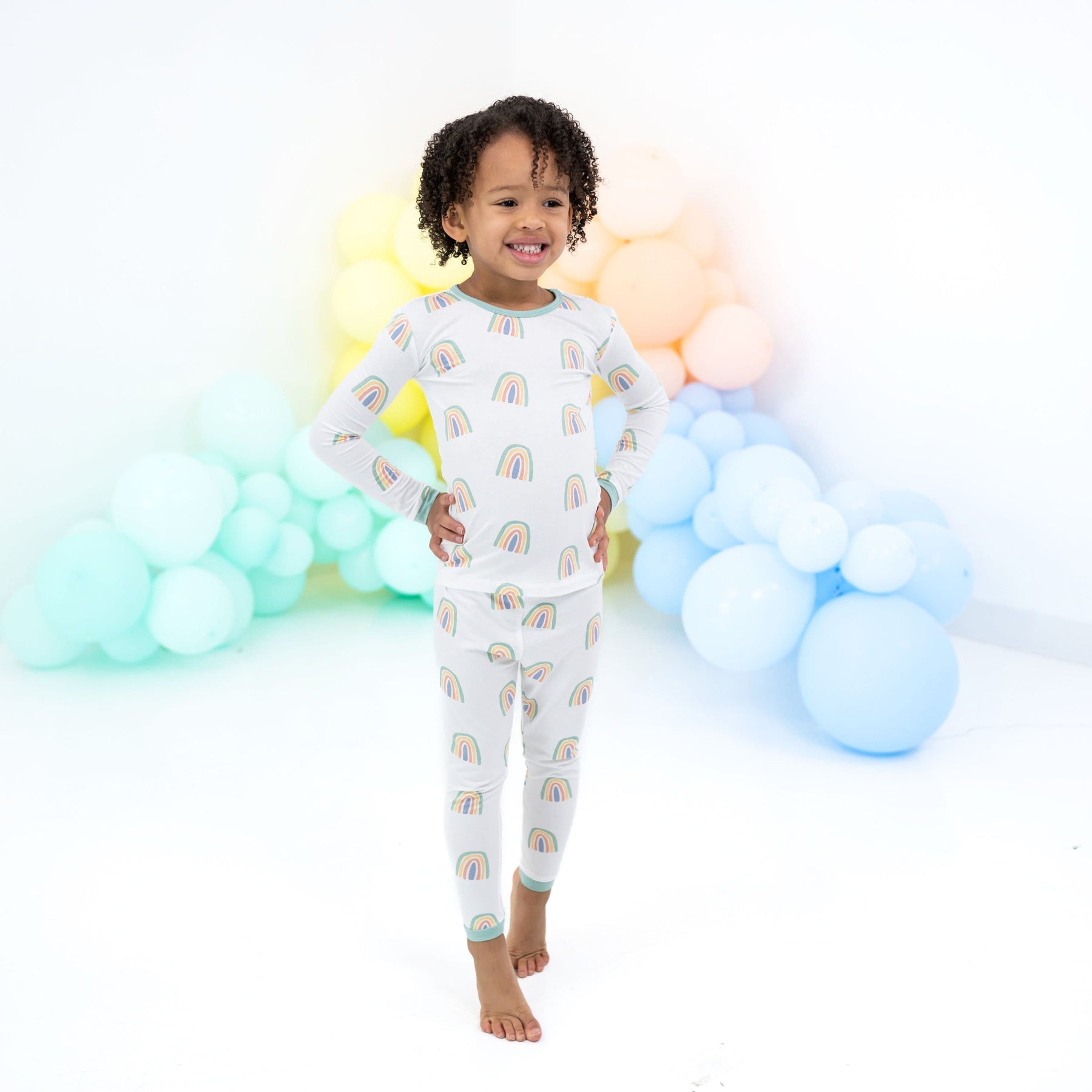 Kyte Baby Toddler Long Sleeve Pajamas Long Sleeve Pajamas in Wasabi Rainbow