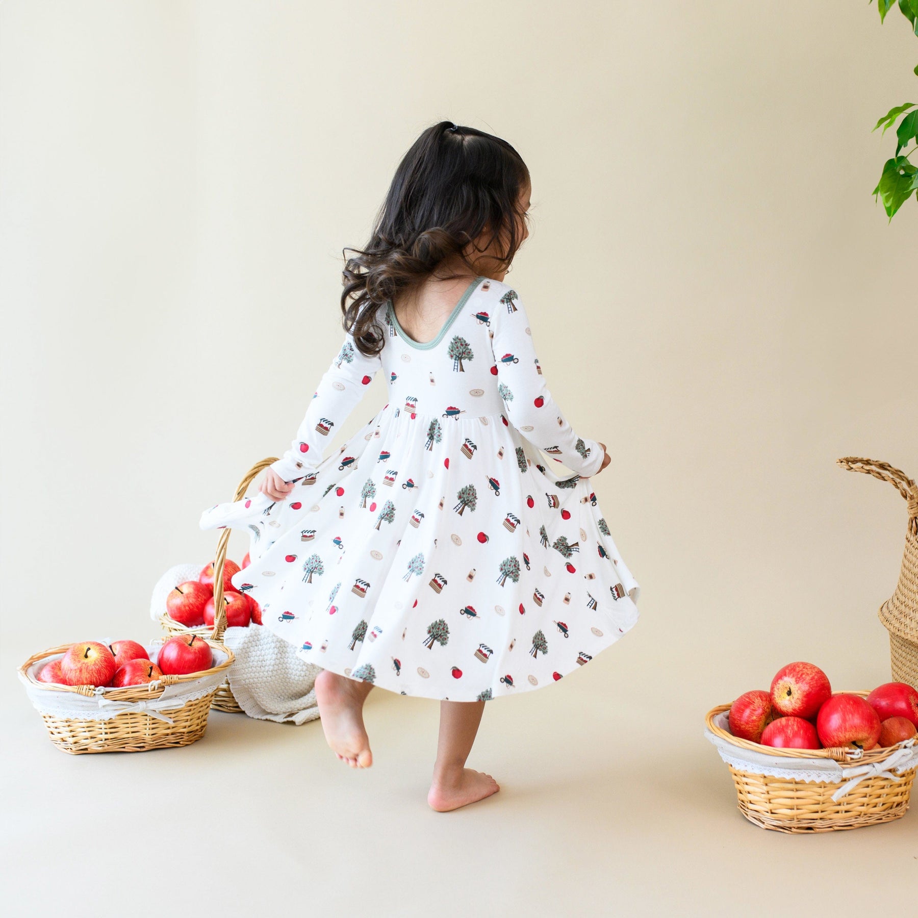 Kyte Baby Toddler Long Sleeve Twirl Dress Long Sleeve Twirl Dress in Apple Orchard