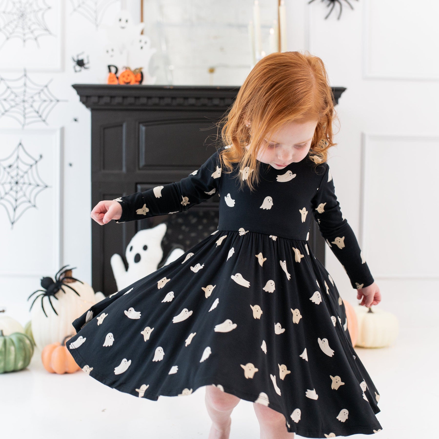 Kyte Baby Toddler Long Sleeve Twirl Dress Long Sleeve Twirl Dress in Boo