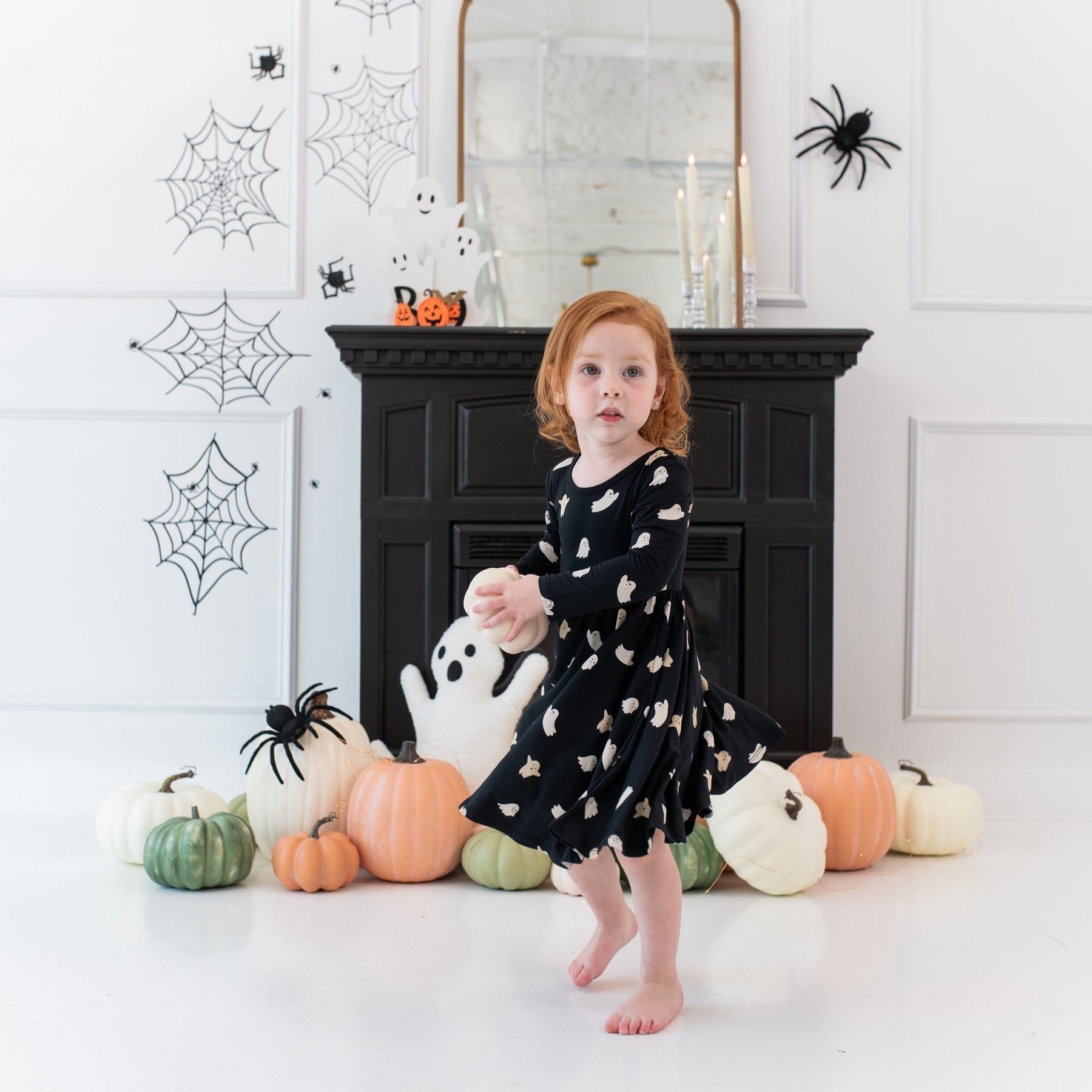 Kyte Baby Toddler Long Sleeve Twirl Dress Long Sleeve Twirl Dress in Boo