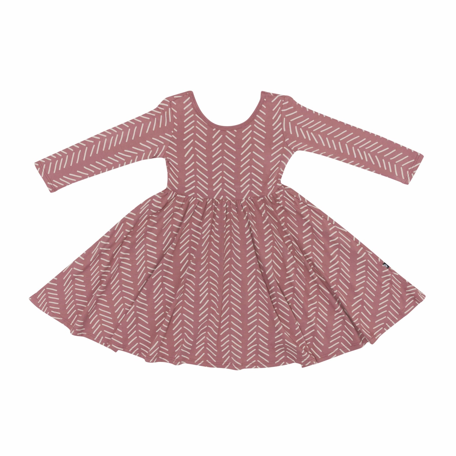 Kyte Baby Toddler Long Sleeve Twirl Dress Long Sleeve Twirl Dress in Dusty Rose Herringbone