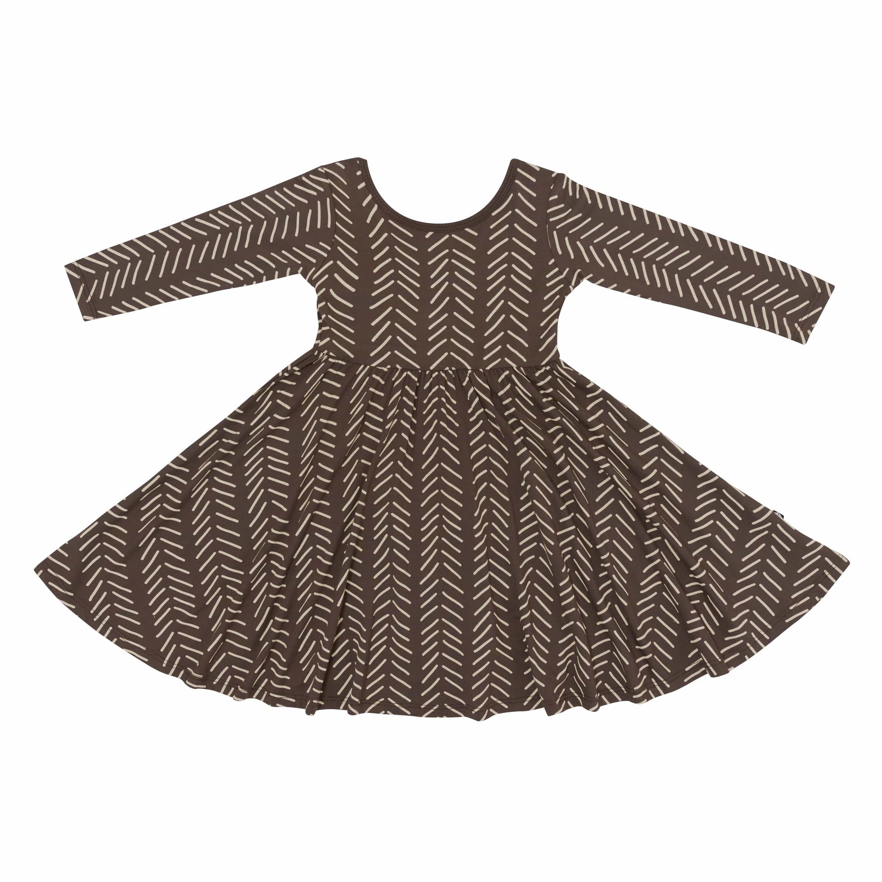 Kyte Baby Toddler Long Sleeve Twirl Dress Long Sleeve Twirl Dress in Espresso Herringbone