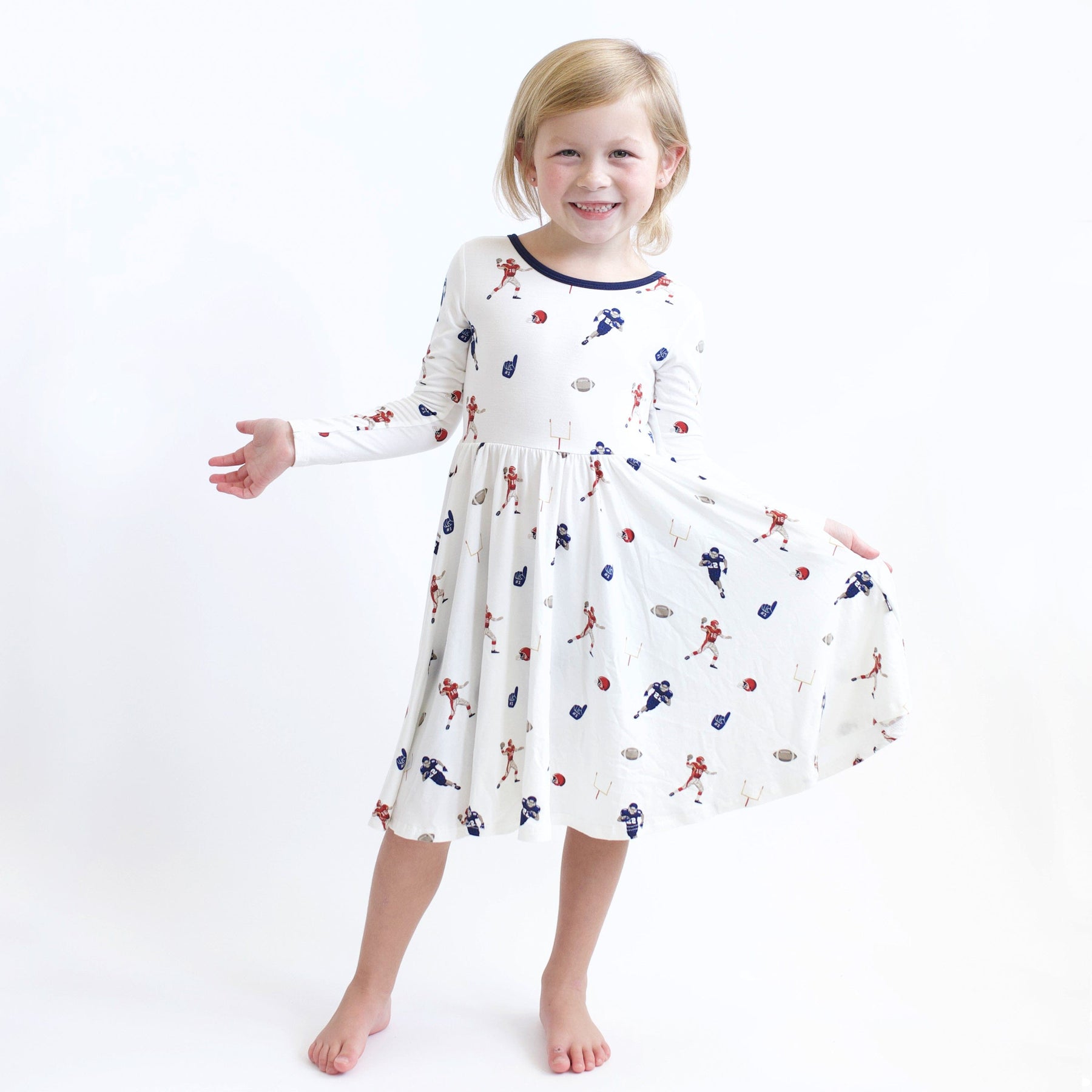 Kyte Baby Toddler Long Sleeve Twirl Dress Long Sleeve Twirl Dress in Football