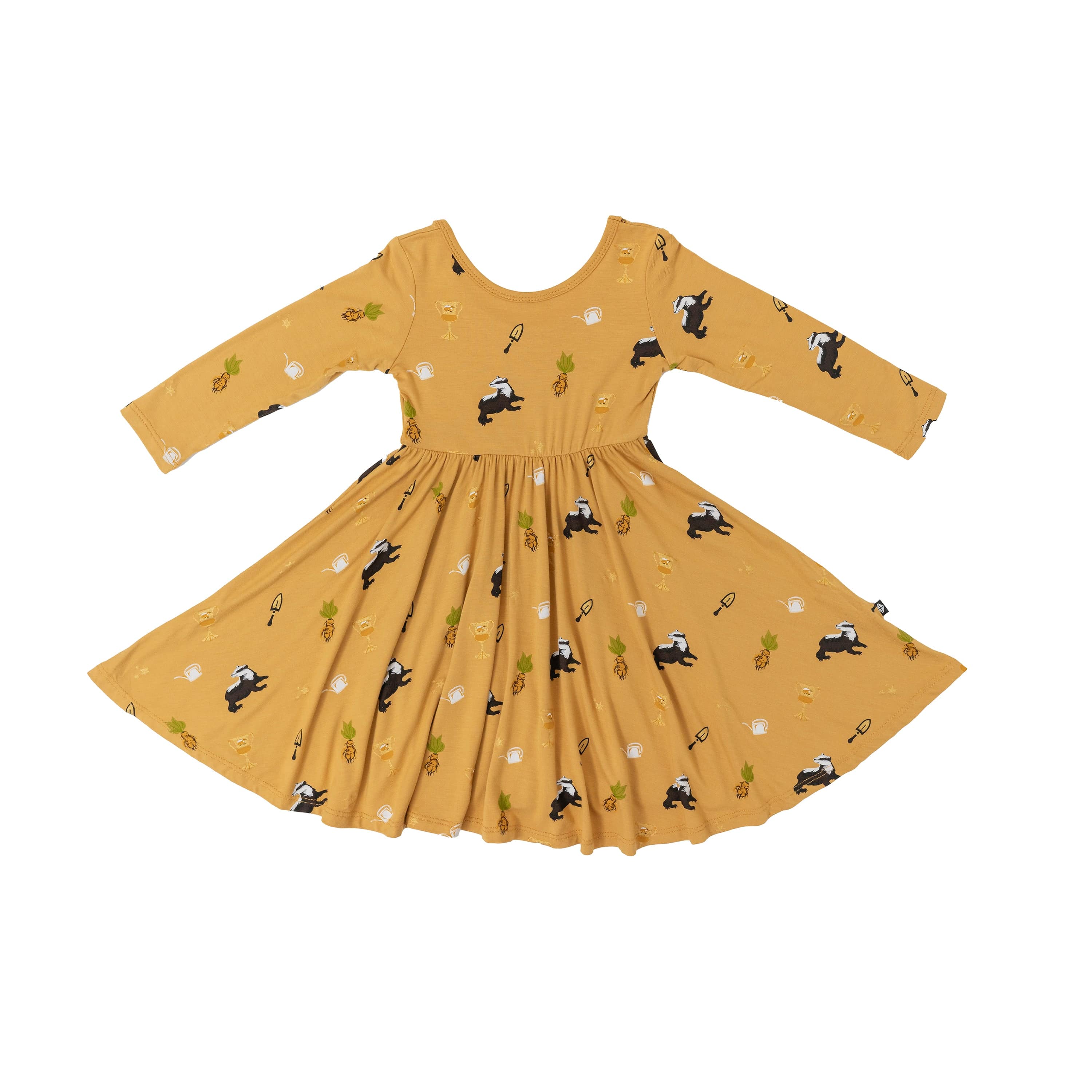 Kyte BABY Toddler Long Sleeve Twirl Dress Long Sleeve Twirl Dress in Hufflepuff™