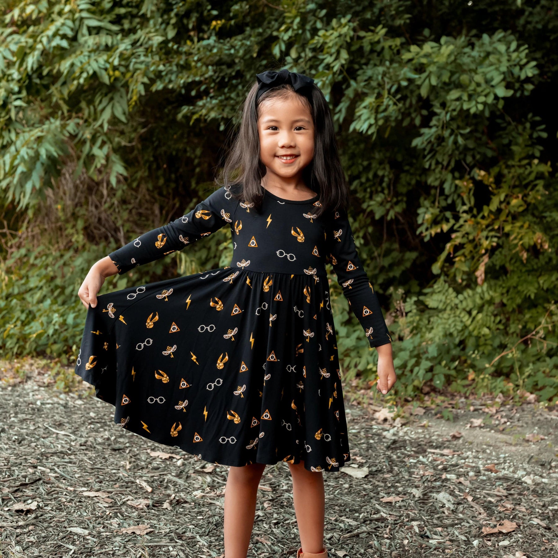 Kyte Baby Toddler Long Sleeve Twirl Dress Long Sleeve Twirl Dress in Midnight Icon