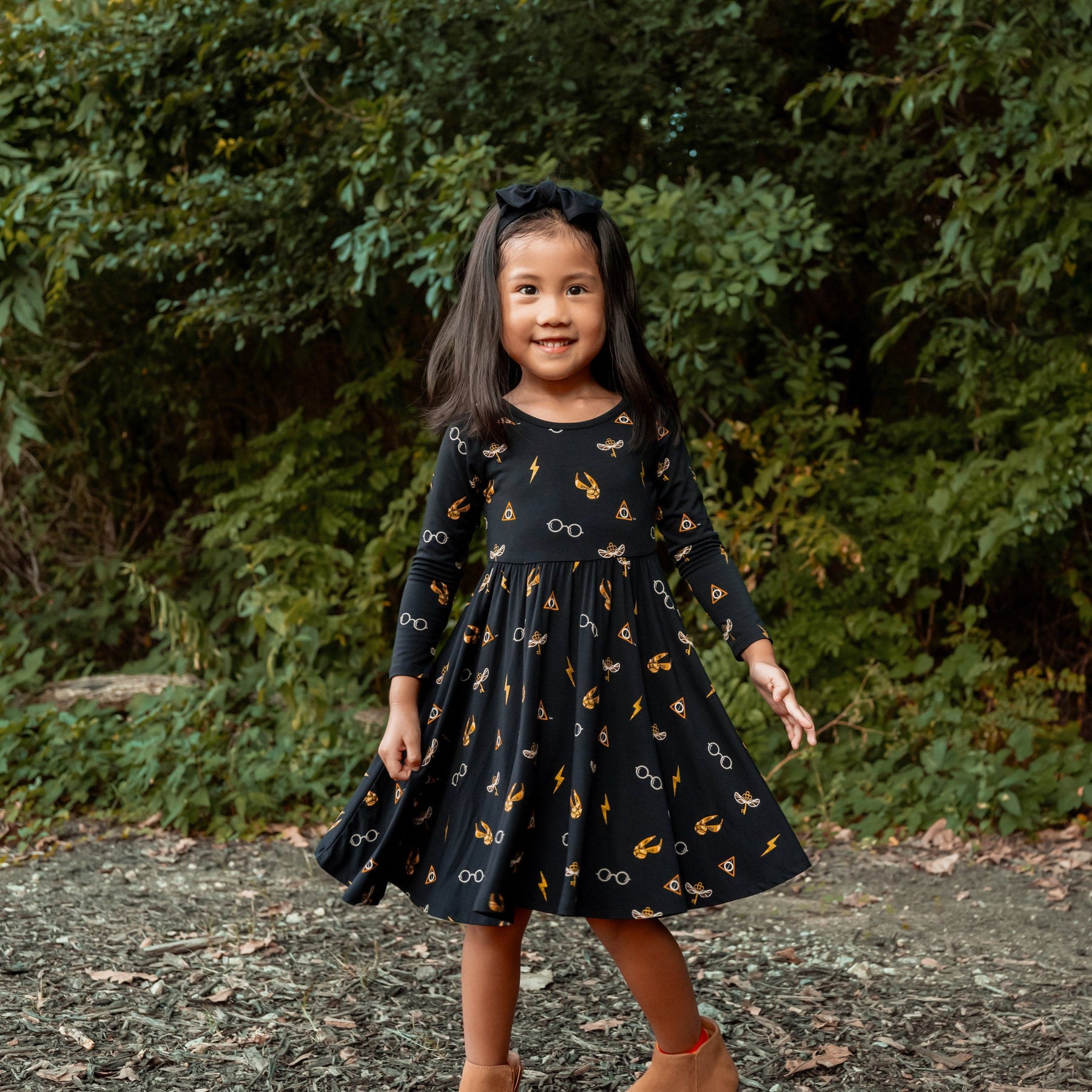 Kyte Baby Toddler Long Sleeve Twirl Dress Long Sleeve Twirl Dress in Midnight Icon