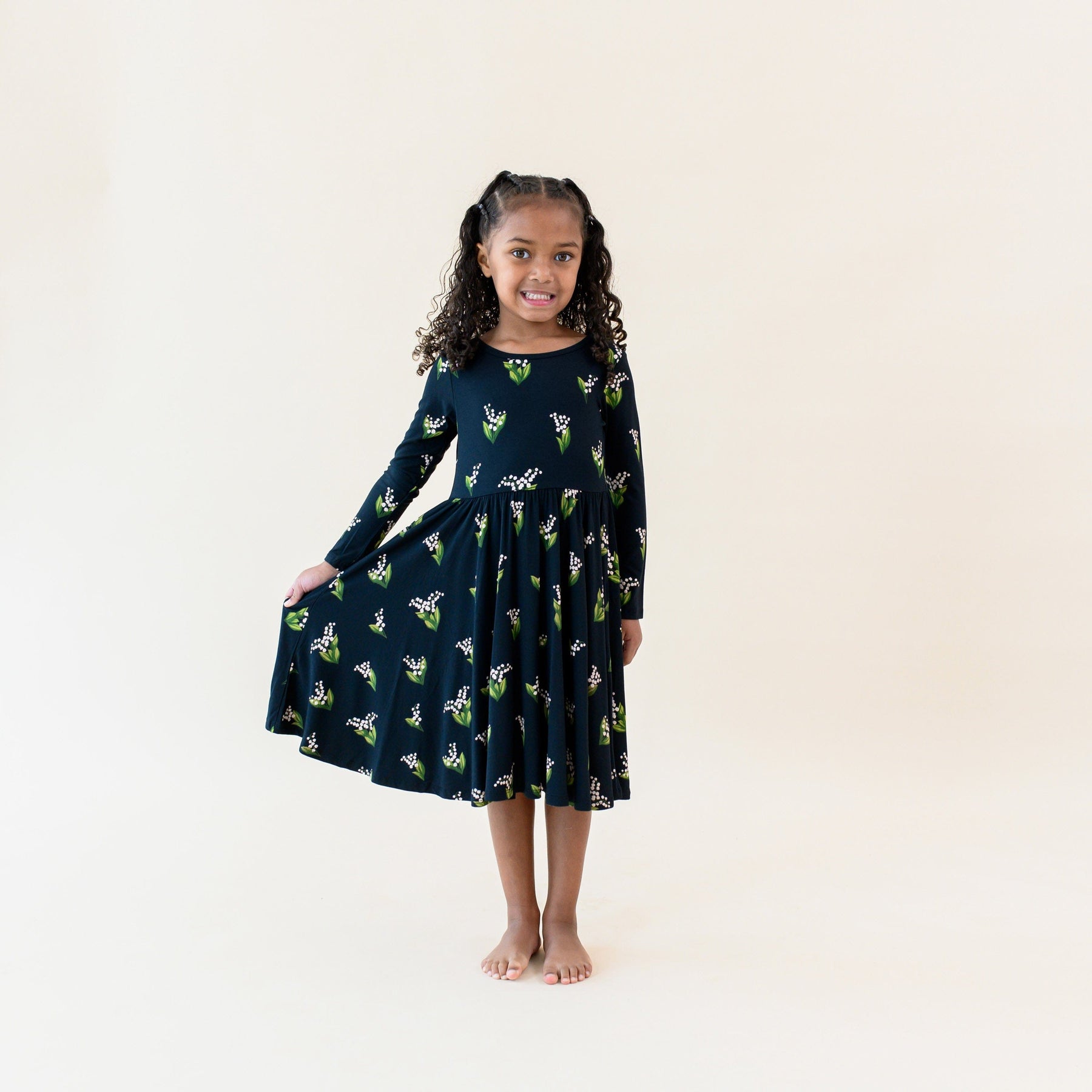 Kyte Baby Toddler Long Sleeve Twirl Dress Long Sleeve Twirl Dress in Midnight Lily