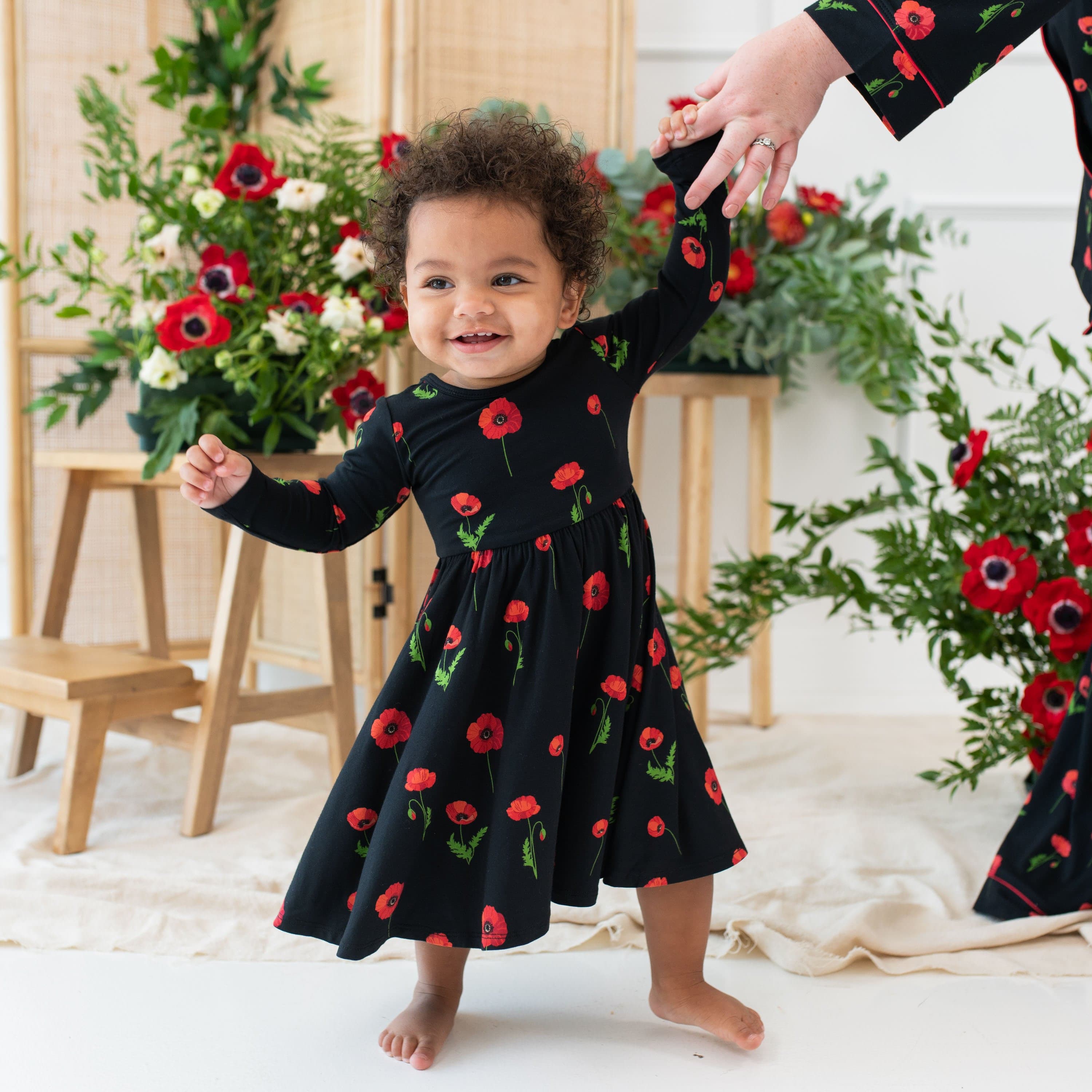 Kyte Baby Toddler Long Sleeve Twirl Dress Long Sleeve Twirl Dress in Midnight Poppies