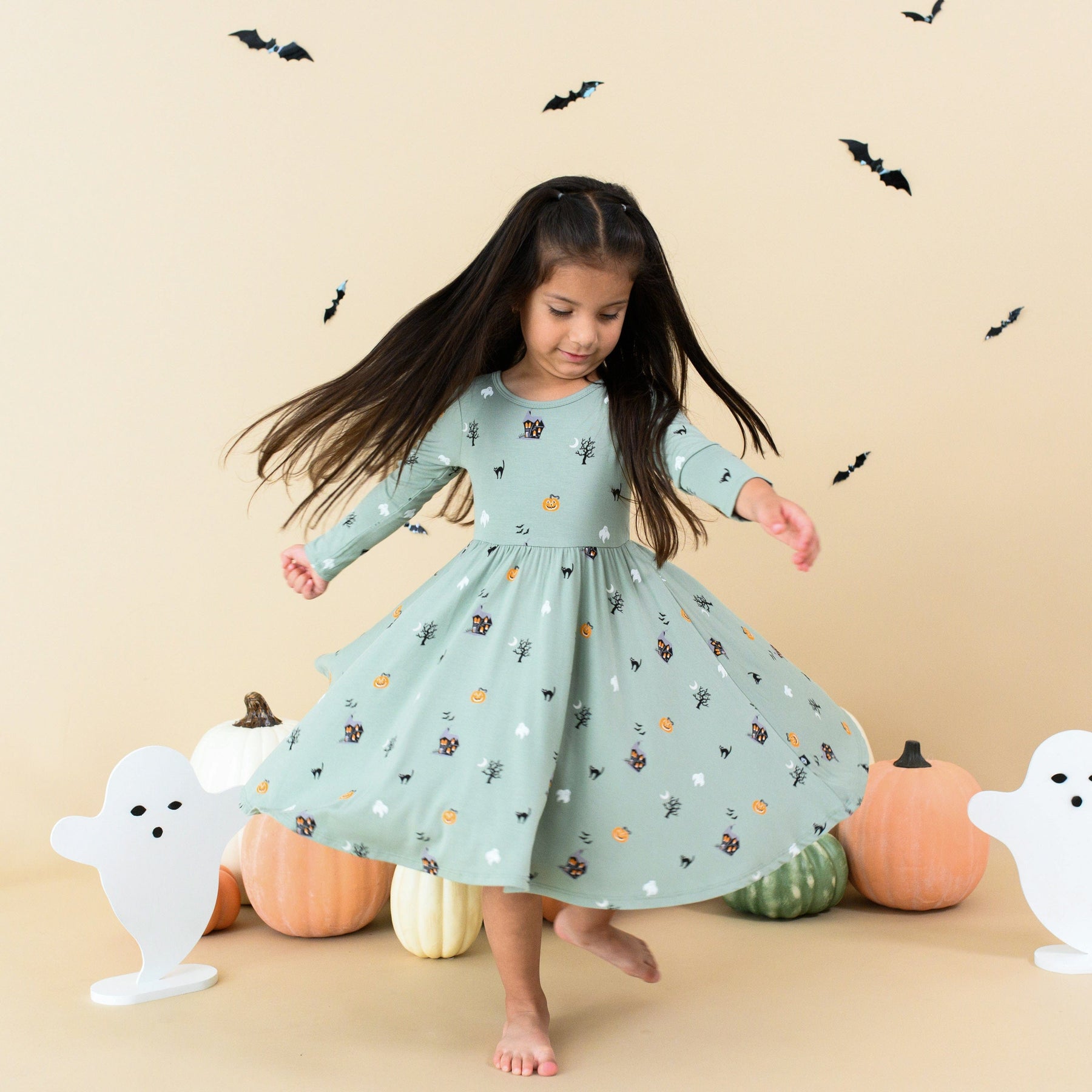 Kyte Baby Toddler Long Sleeve Twirl Dress Long Sleeve Twirl Dress in Spooky