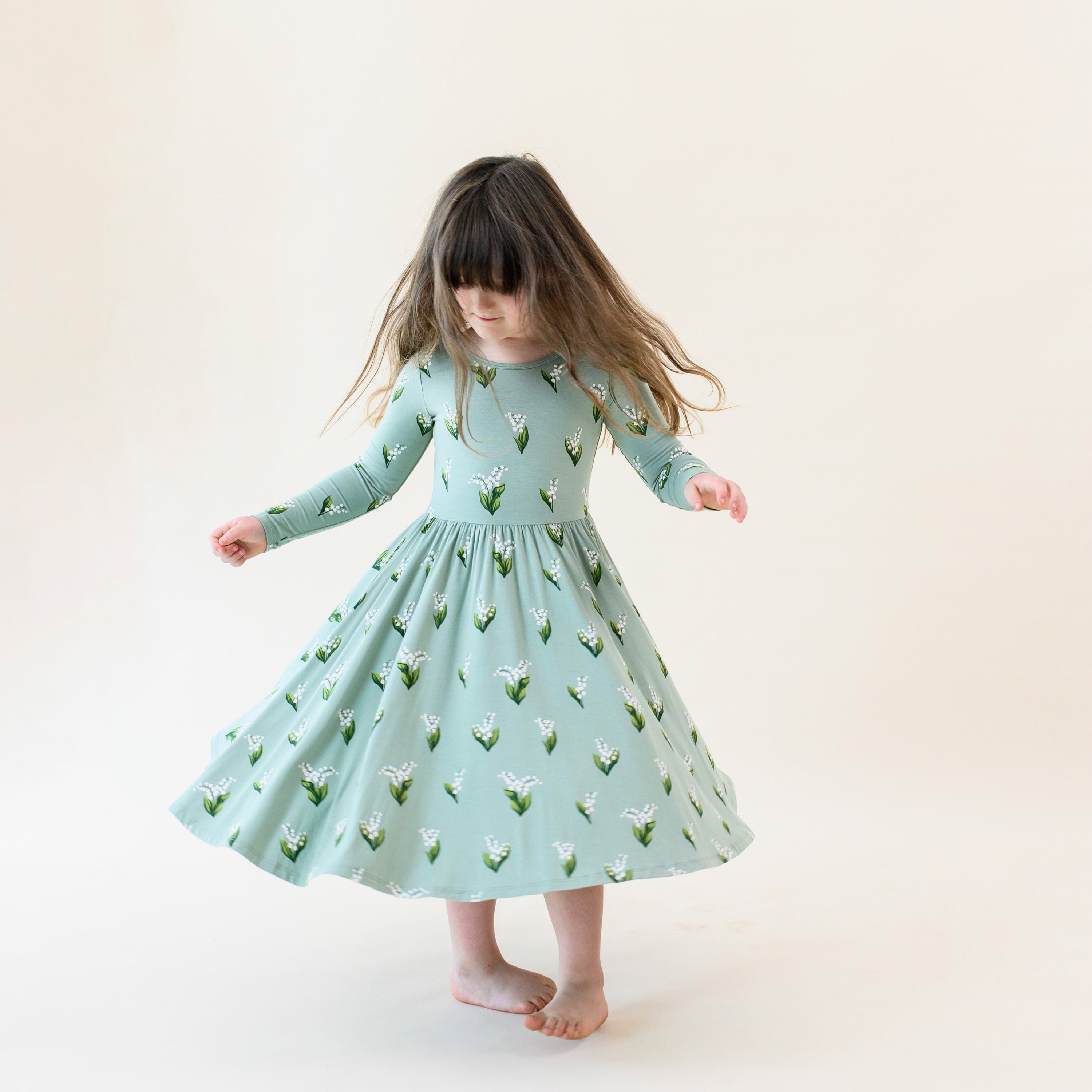 Kyte Baby Toddler Long Sleeve Twirl Dress Long Sleeve Twirl Dress in Thyme Lily