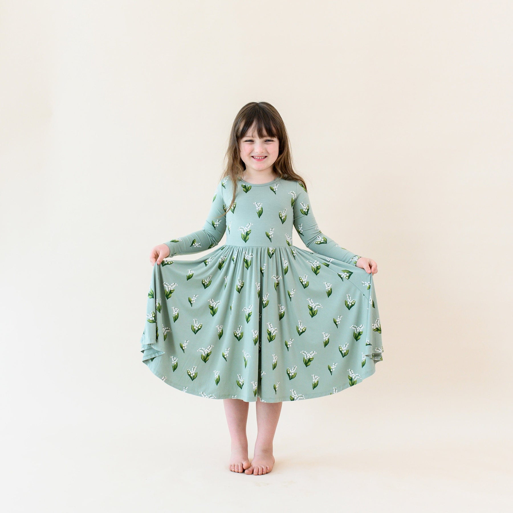 Kyte Baby Toddler Long Sleeve Twirl Dress Long Sleeve Twirl Dress in Thyme Lily