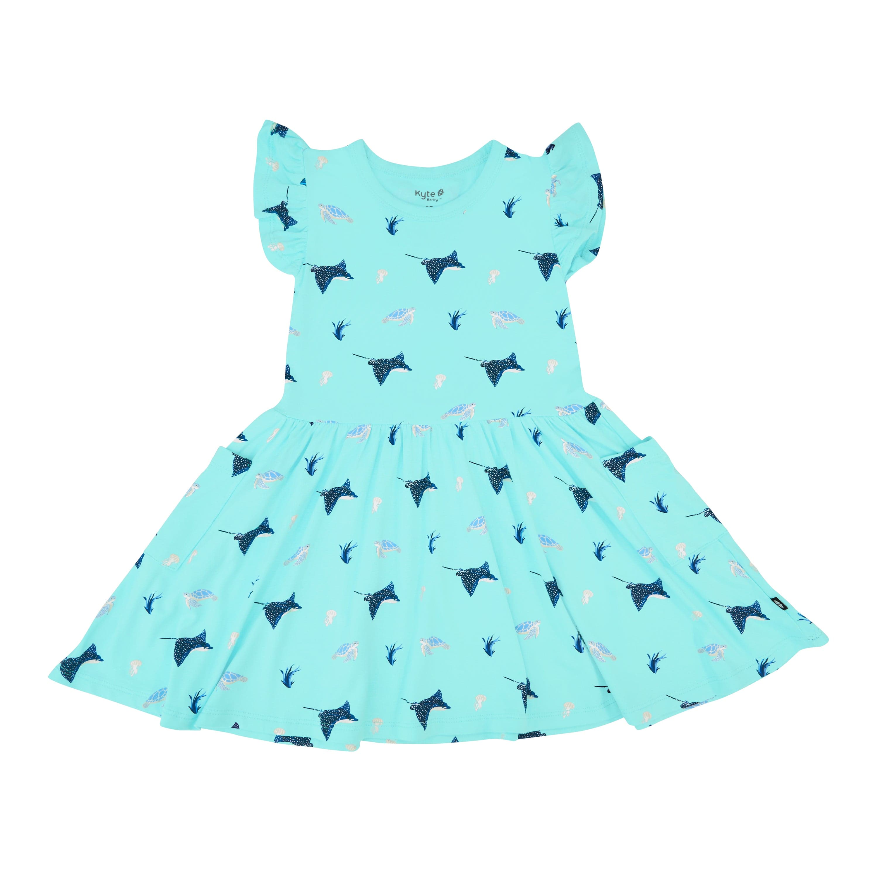 Kyte Baby Toddler Short Sleeve Pocket Dress Pocket Dress in Eagle Ray