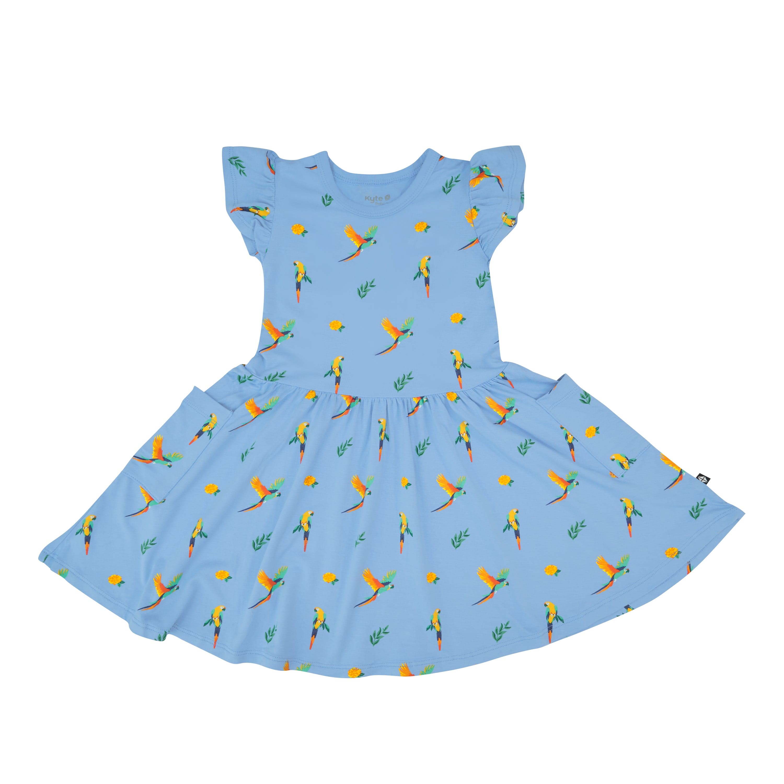Kyte Baby Toddler Short Sleeve Pocket Dress Pocket Dress in Macaw