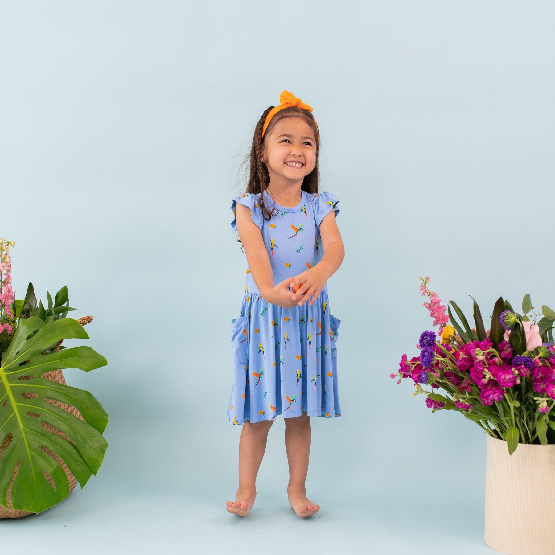 Kyte Baby Toddler Short Sleeve Pocket Dress Pocket Dress in Macaw
