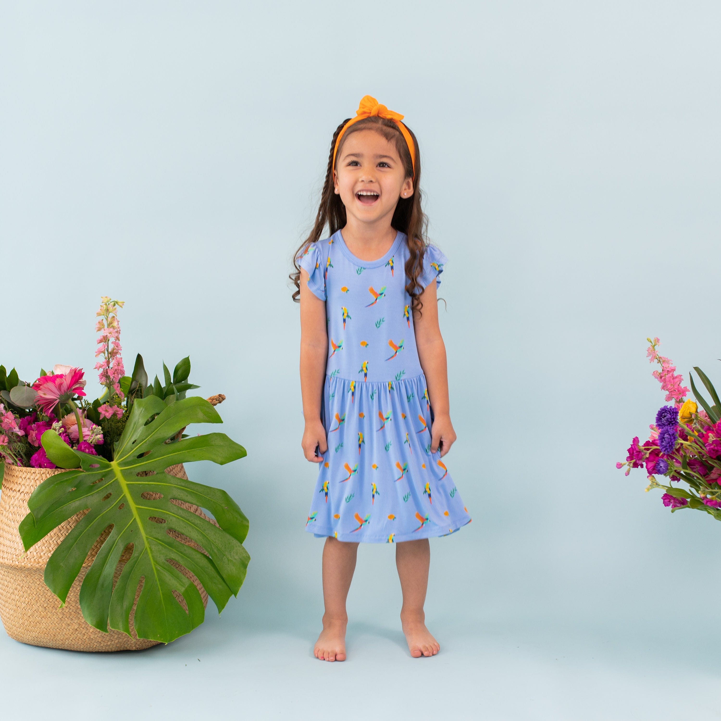 Kyte Baby Toddler Short Sleeve Pocket Dress Pocket Dress in Macaw