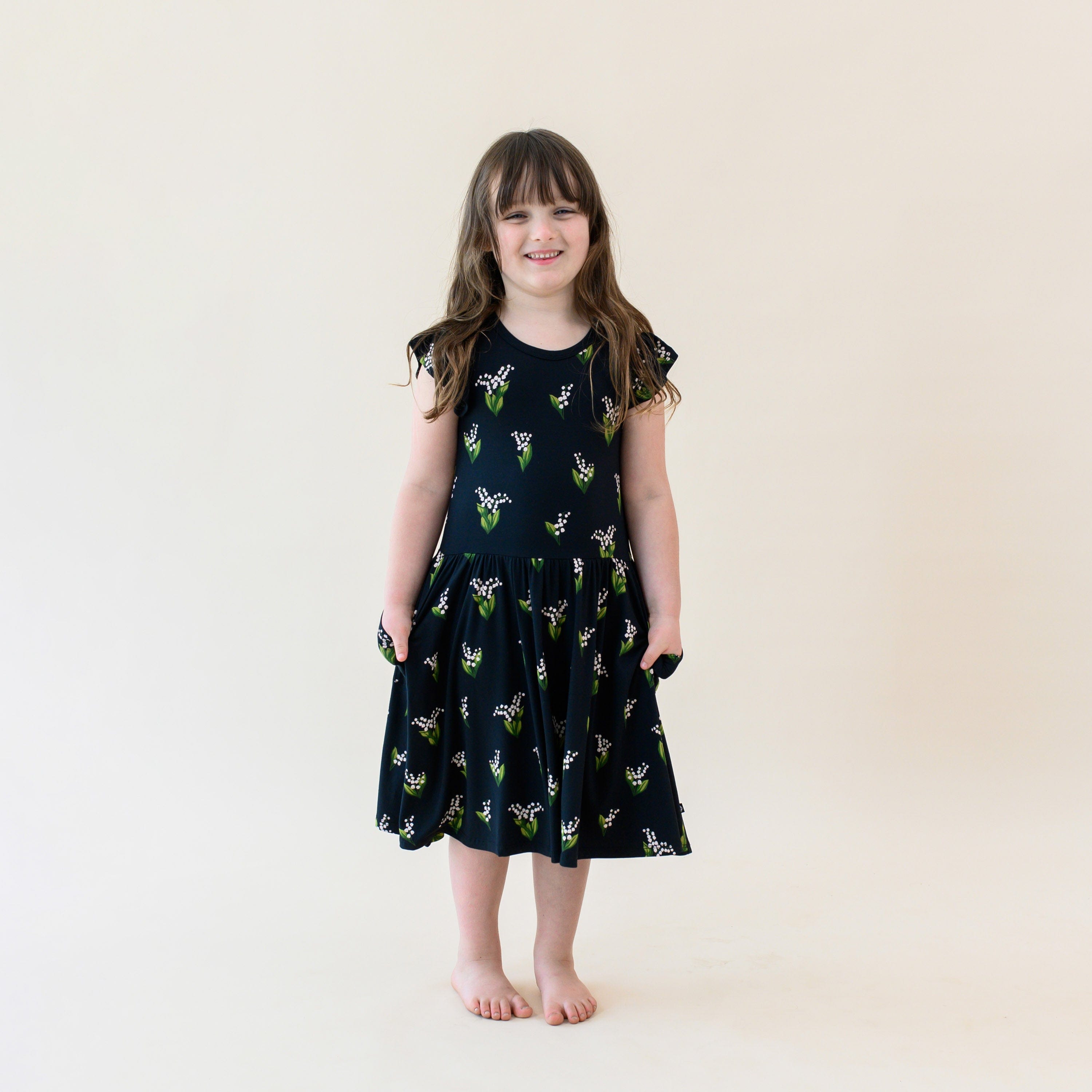 Kyte Baby Toddler Short Sleeve Pocket Dress Pocket Dress in Midnight Lily