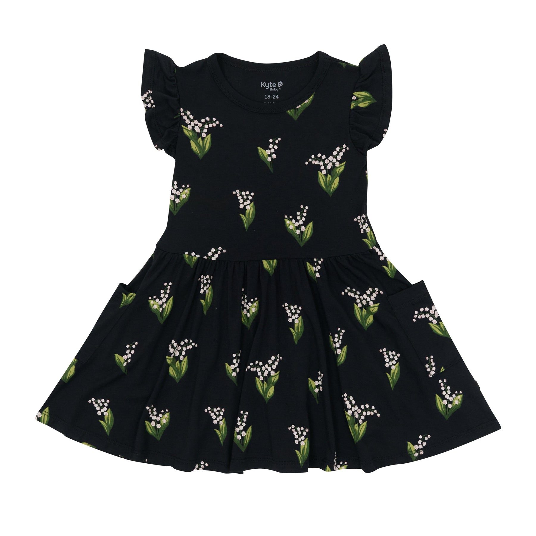 Kyte Baby Toddler Short Sleeve Pocket Dress Pocket Dress in Midnight Lily