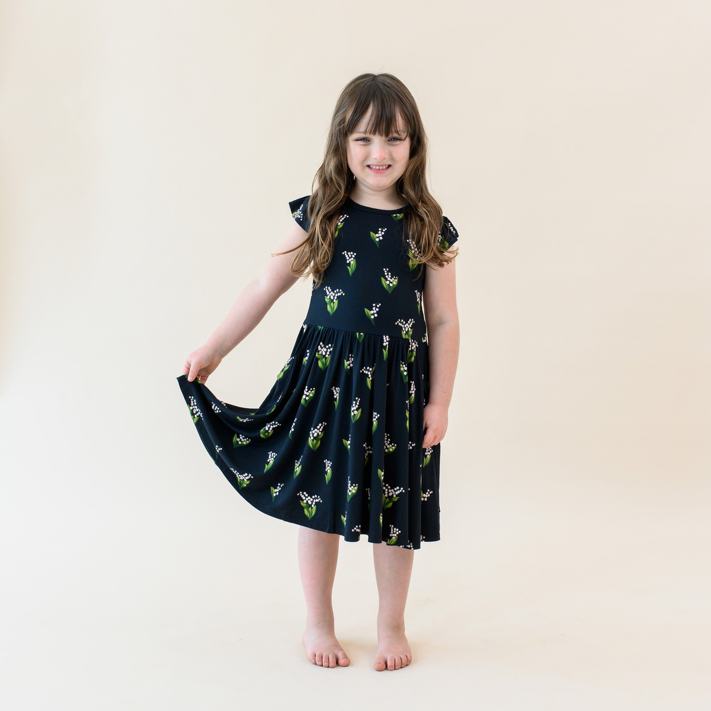 Kyte Baby Toddler Short Sleeve Pocket Dress Pocket Dress in Midnight Lily