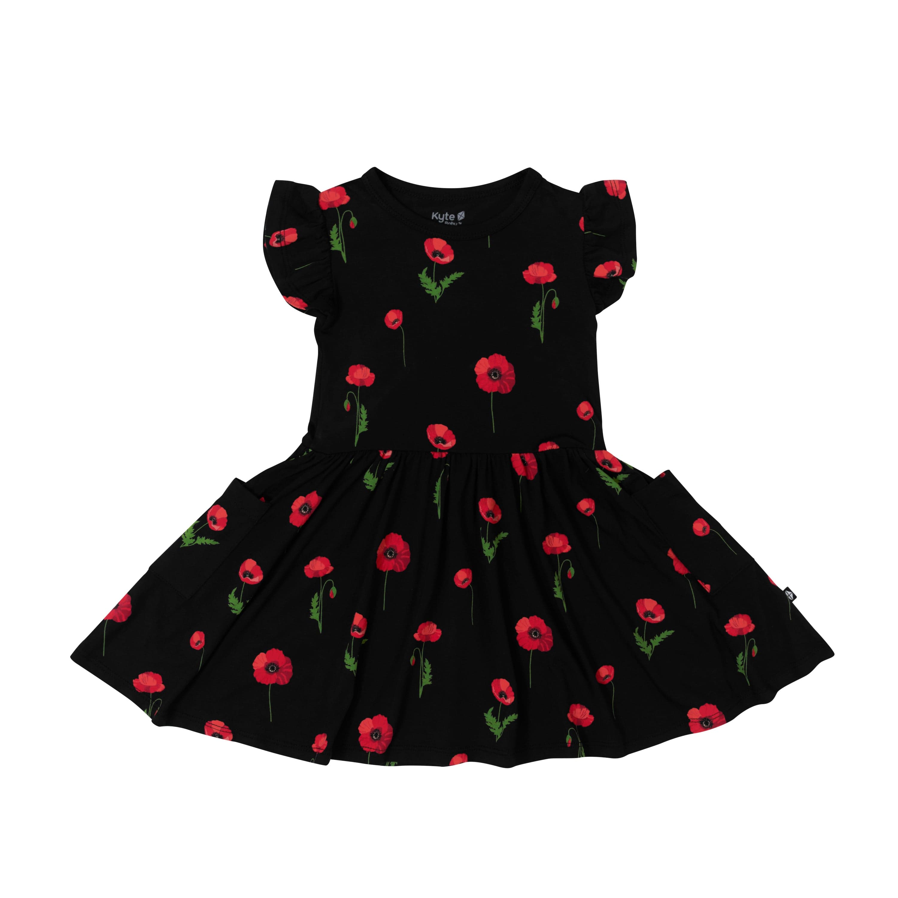 Kyte Baby Toddler Short Sleeve Pocket Dress Pocket Dress in Midnight Poppies