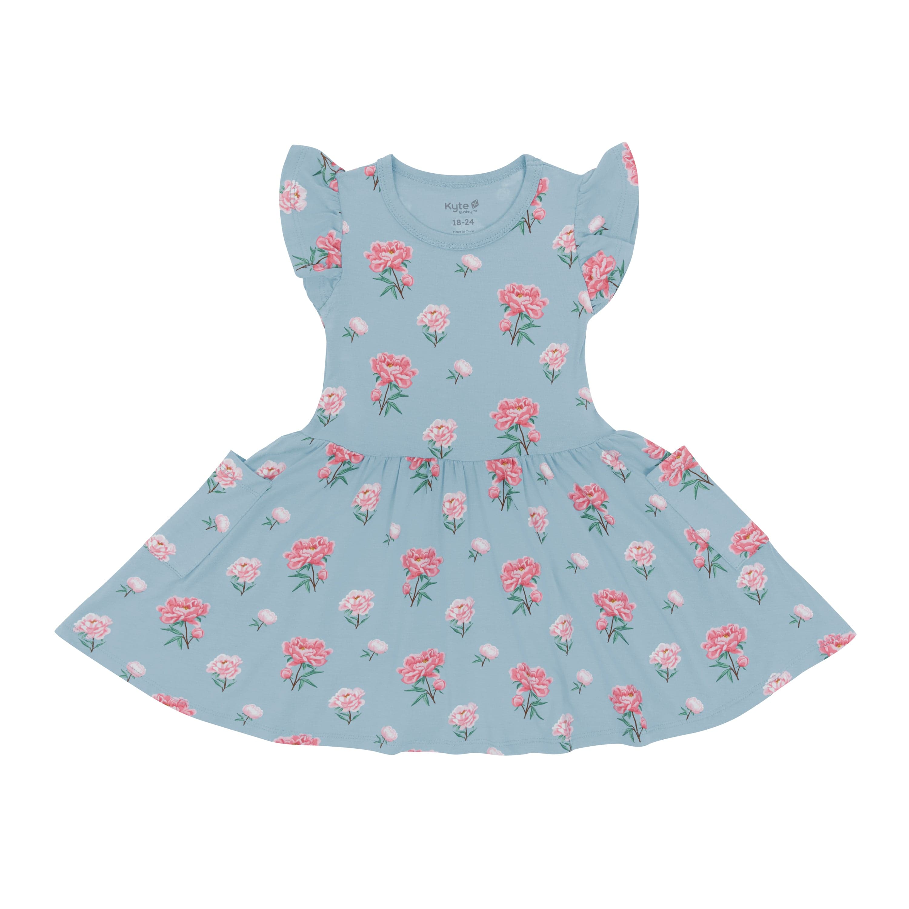 Kyte Baby Toddler Short Sleeve Pocket Dress Pocket Dress in Peony