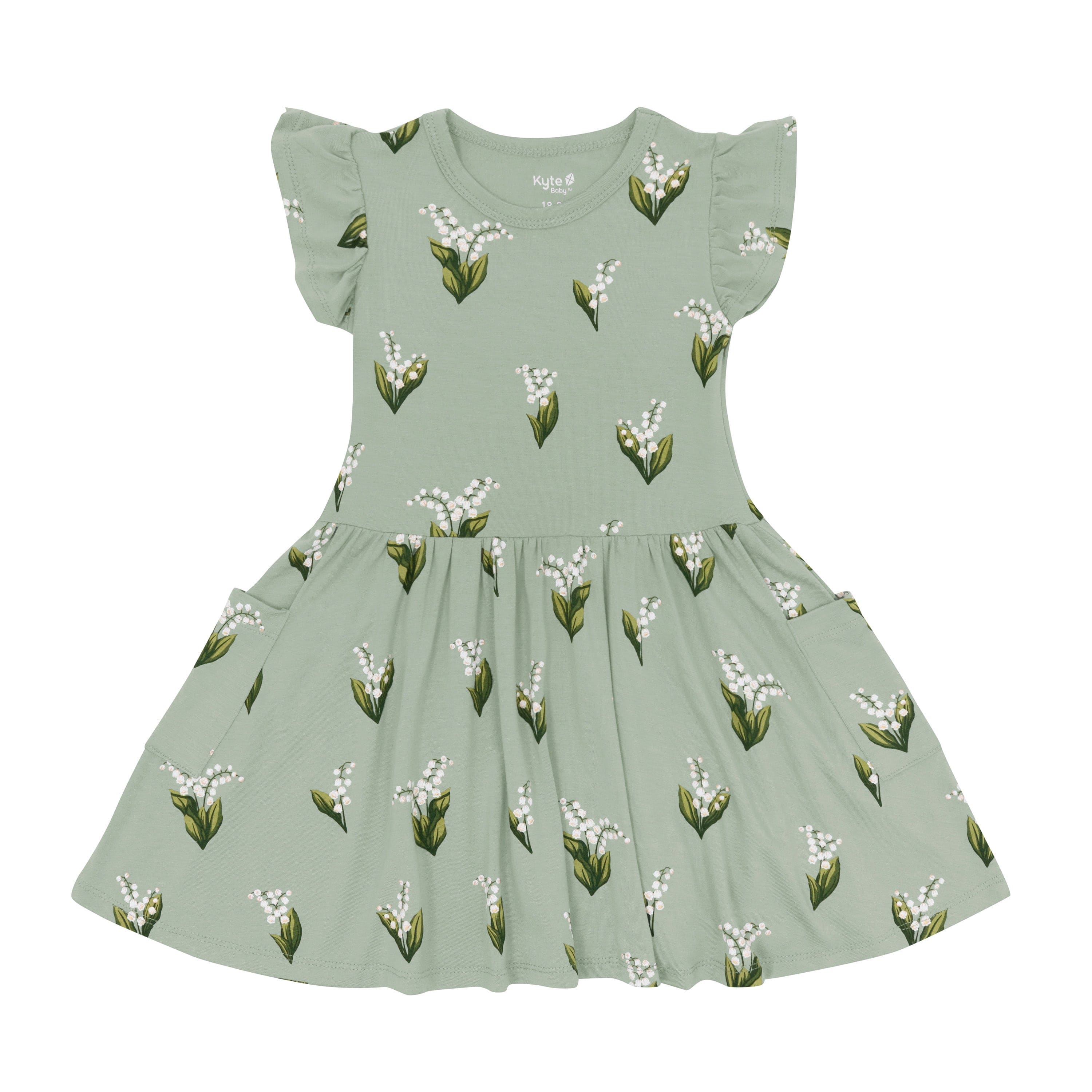 Kyte Baby Toddler Short Sleeve Pocket Dress Pocket Dress in Thyme Lily