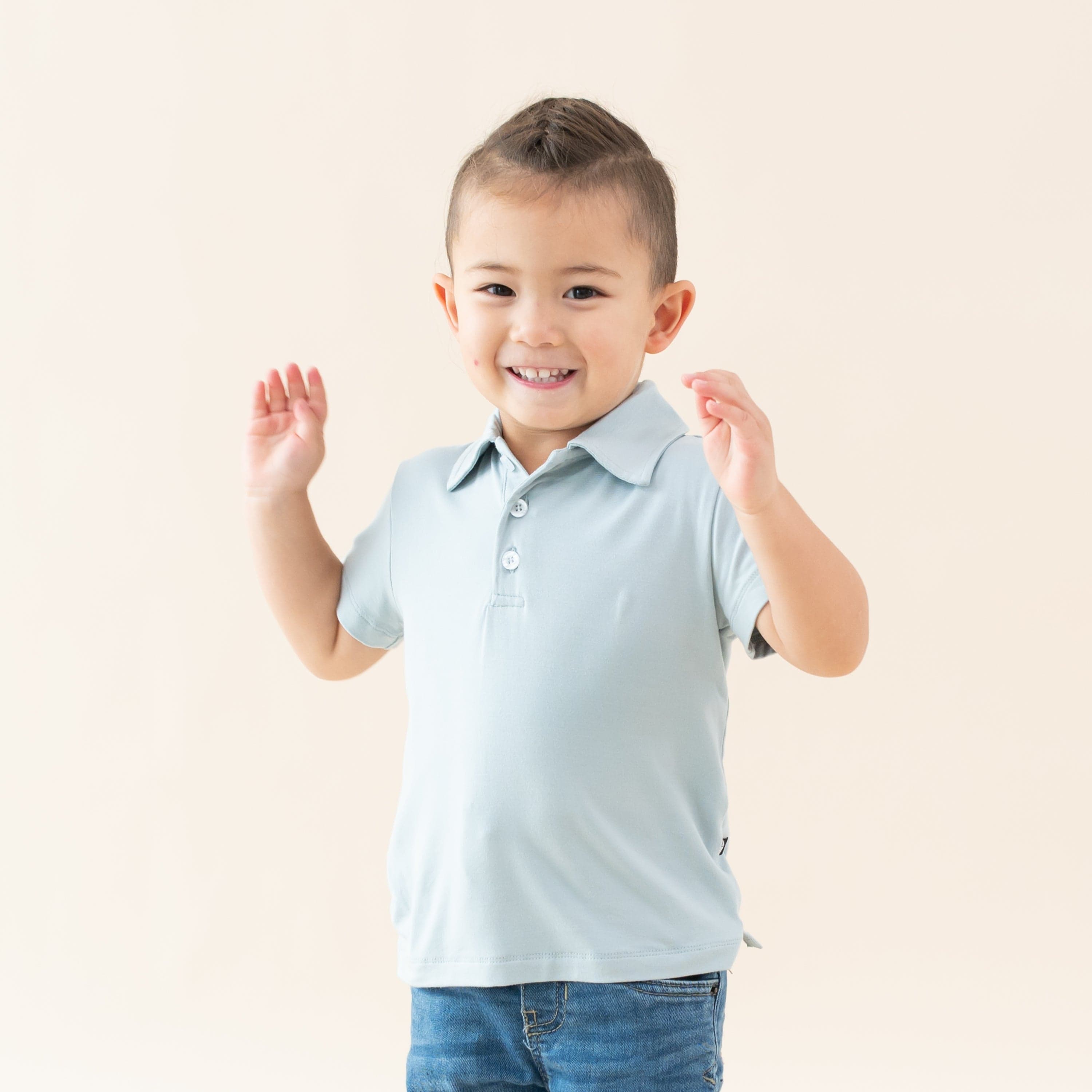 Kyte Baby Toddler Short Sleeve Polo in Fog