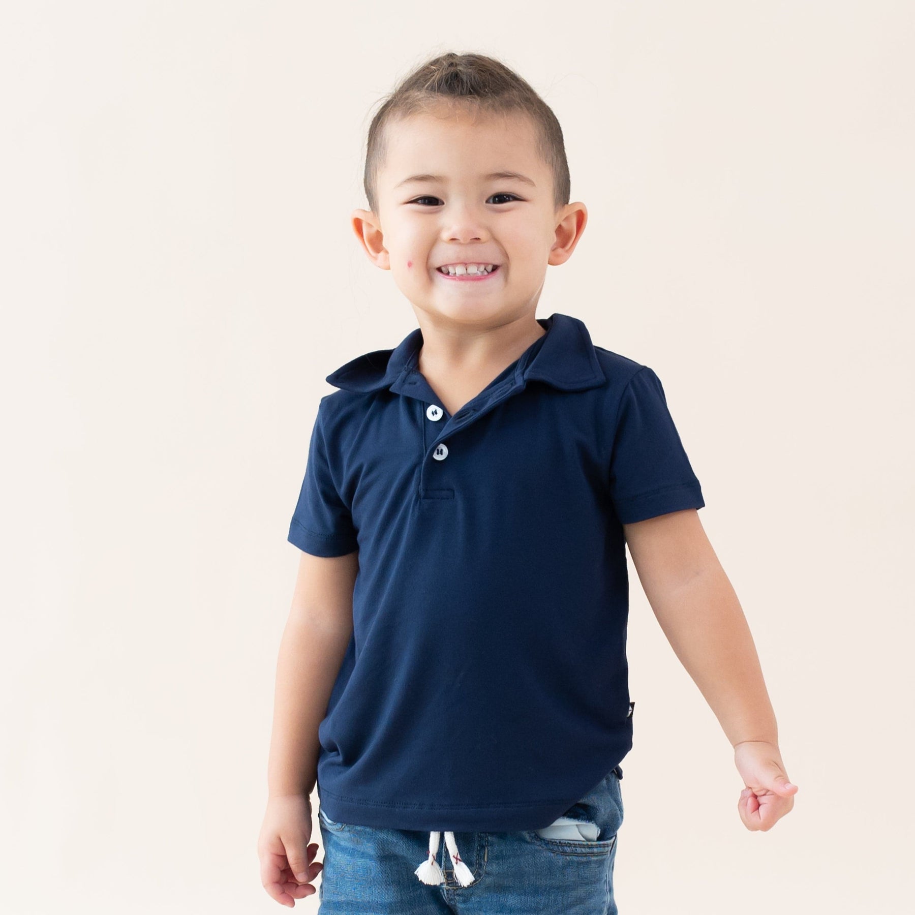 Kyte Baby Toddler Short Sleeve Polo in Navy