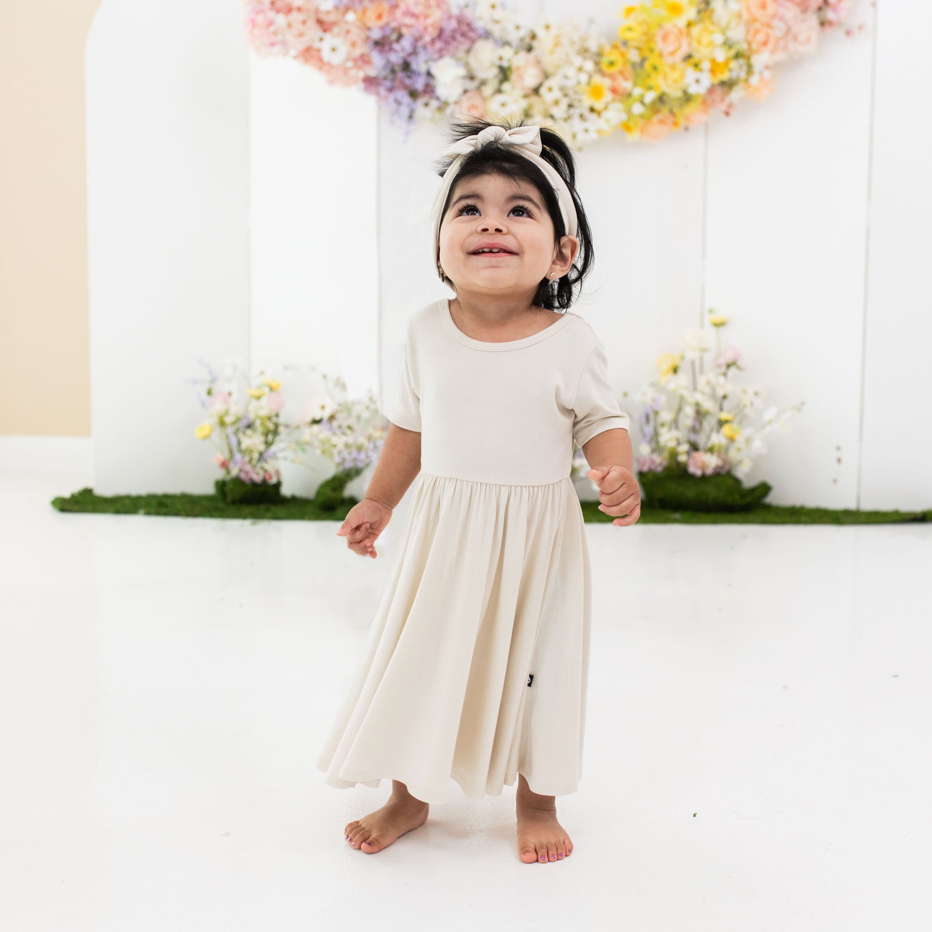 Kyte Baby Toddler Short Sleeve Twirl Dress Twirl Dress in Ecru