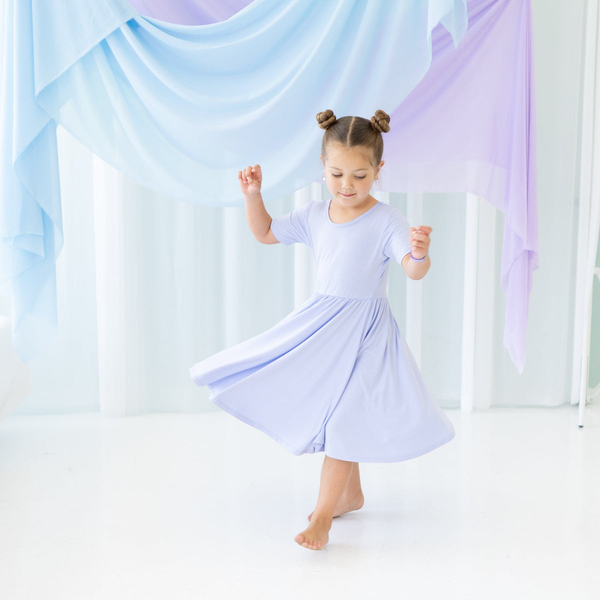 Kyte Baby Toddler Short Sleeve Twirl Dress Twirl Dress in Lilac