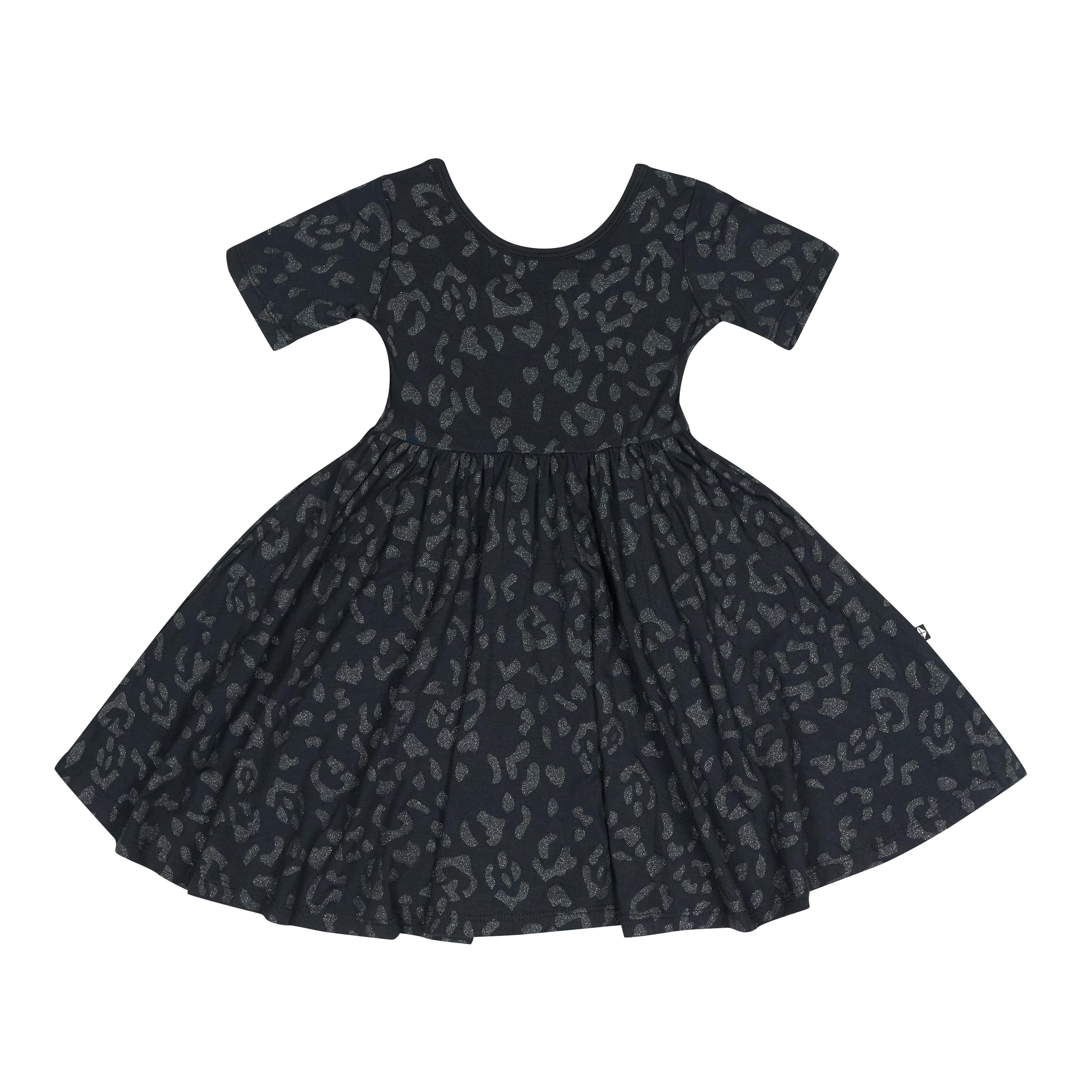 Kyte Baby Toddler Short Sleeve Twirl Dress Twirl Dress in Midnight Leopard