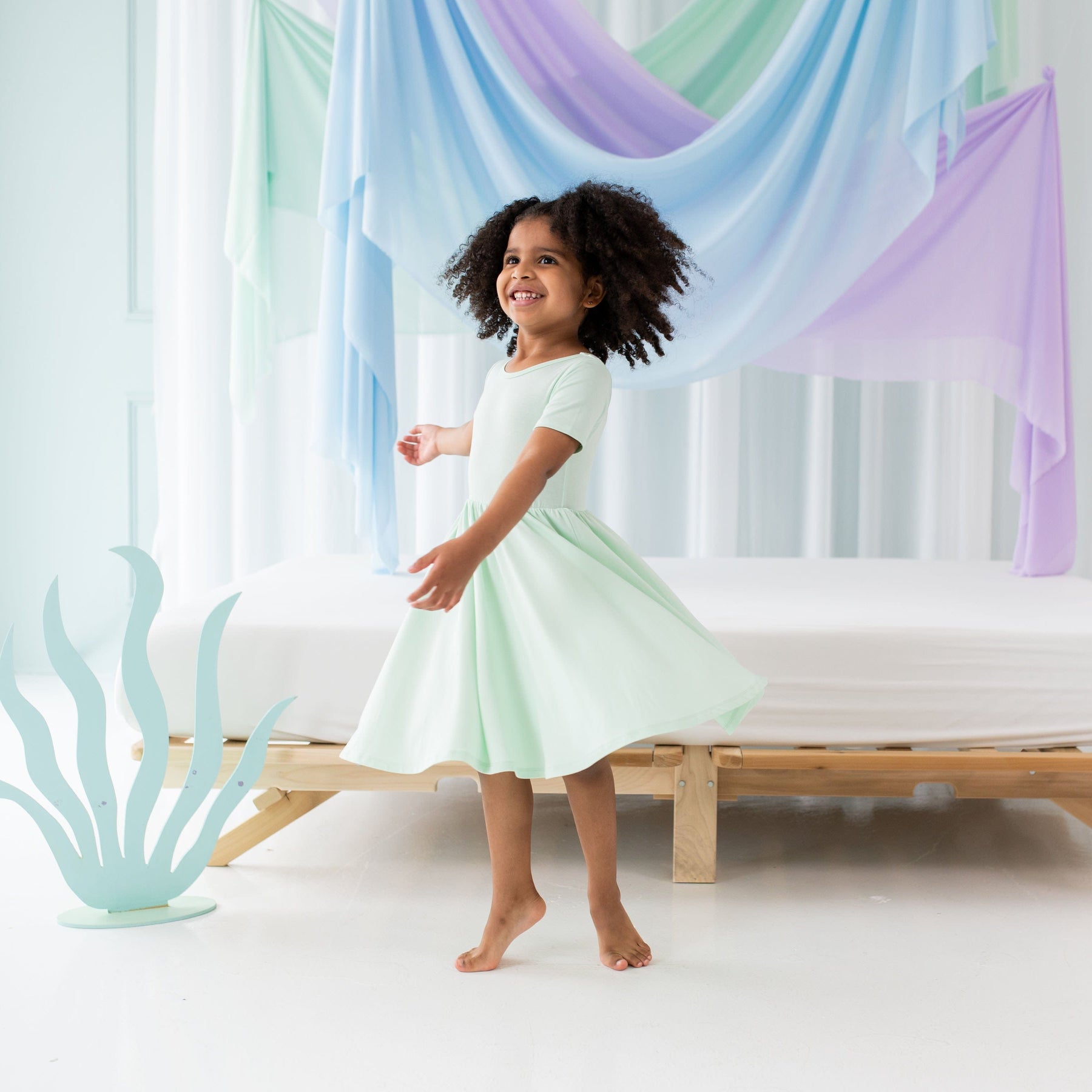 Kyte Baby Toddler Short Sleeve Twirl Dress Twirl Dress in Mint