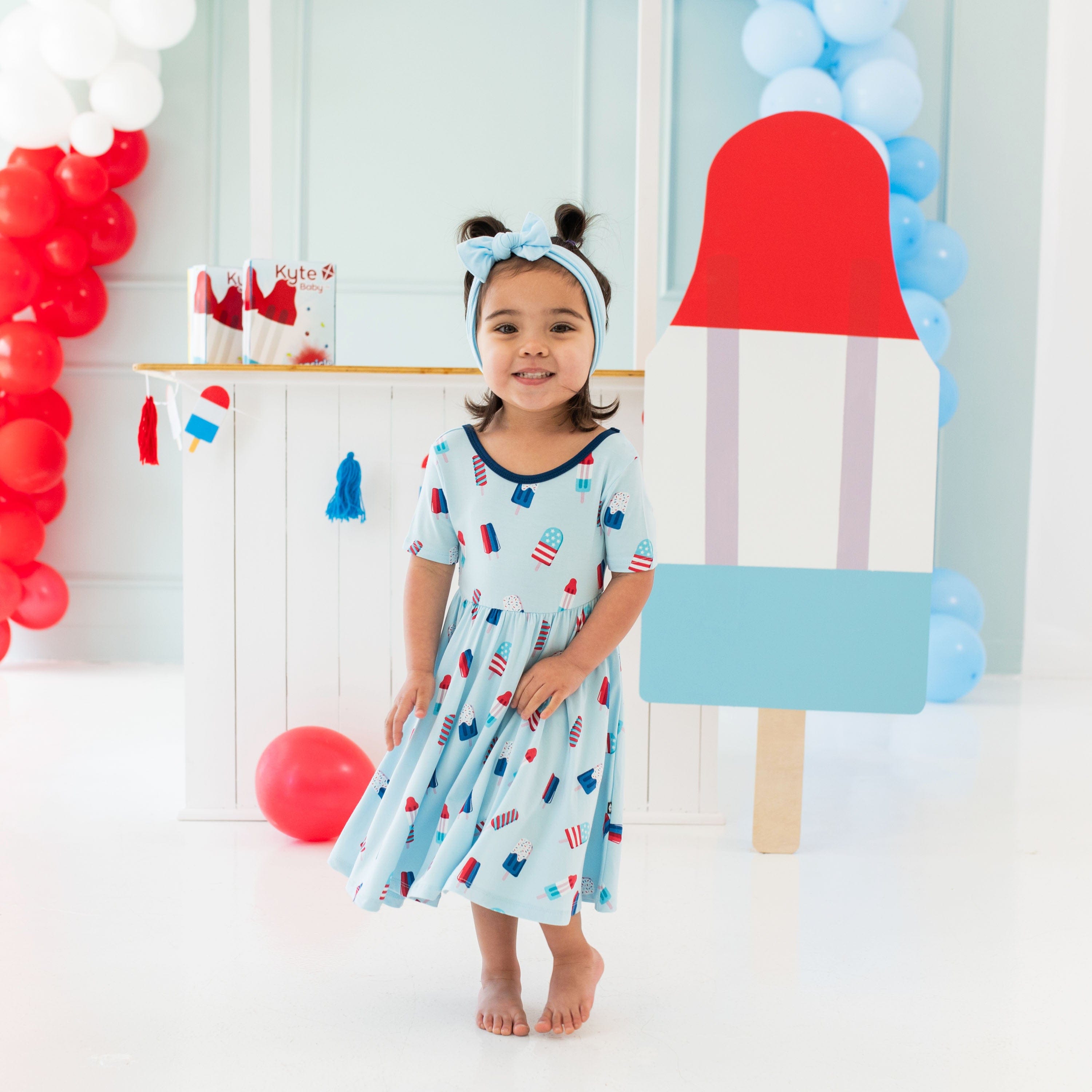 Kyte Baby Toddler Short Sleeve Twirl Dress Twirl Dress in Popsicle