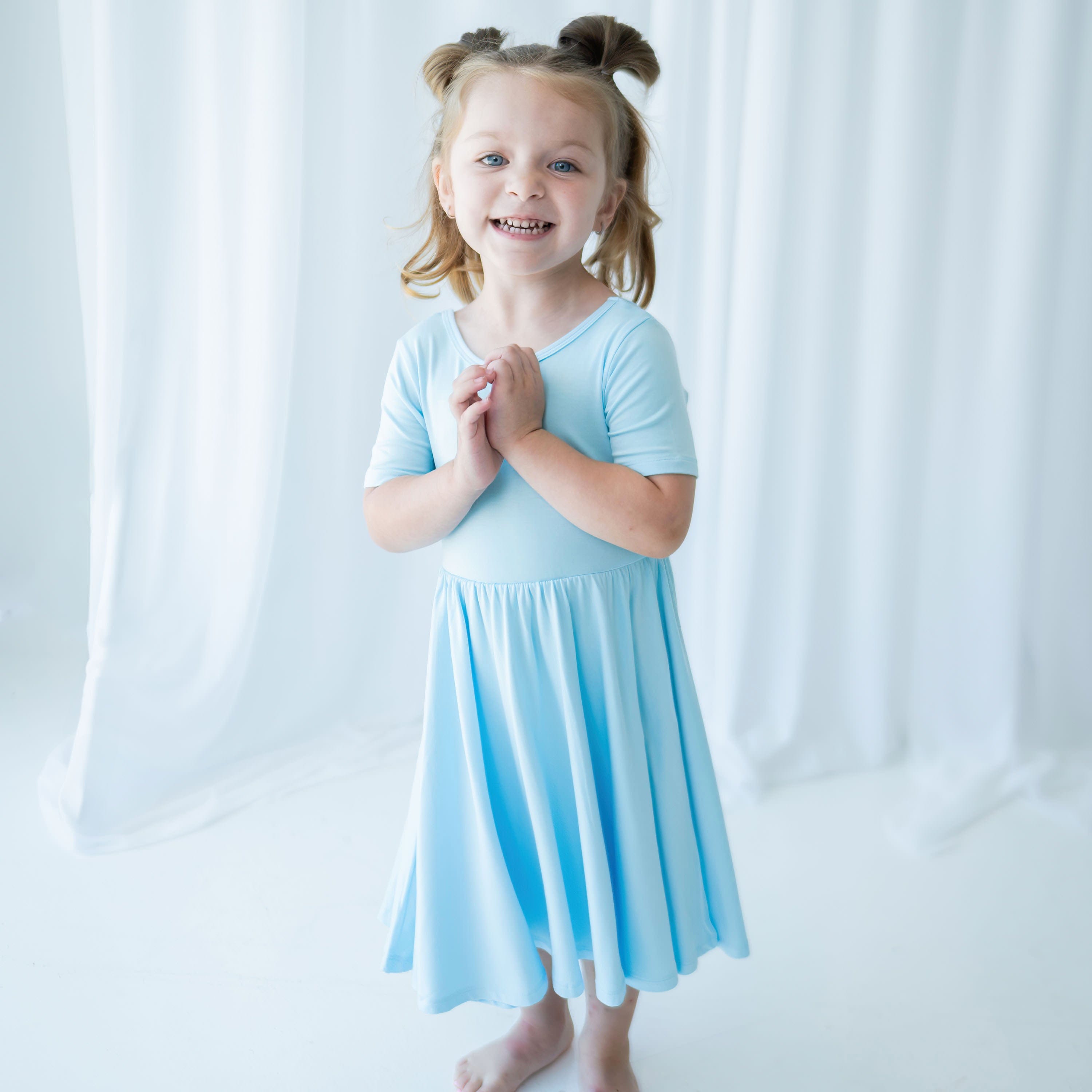Kyte Baby Toddler Short Sleeve Twirl Dress Twirl Dress in Powder
