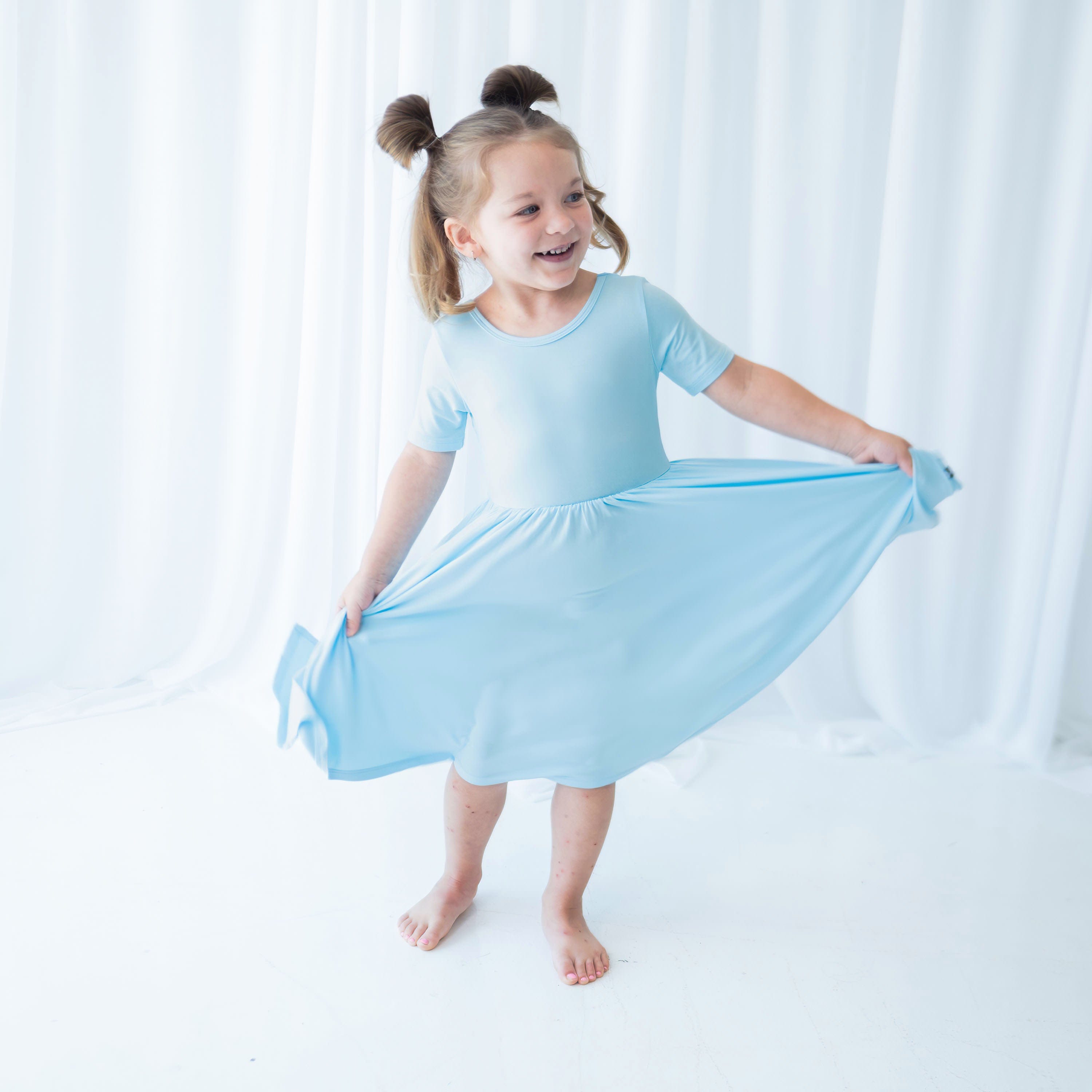 Kyte Baby Toddler Short Sleeve Twirl Dress Twirl Dress in Powder